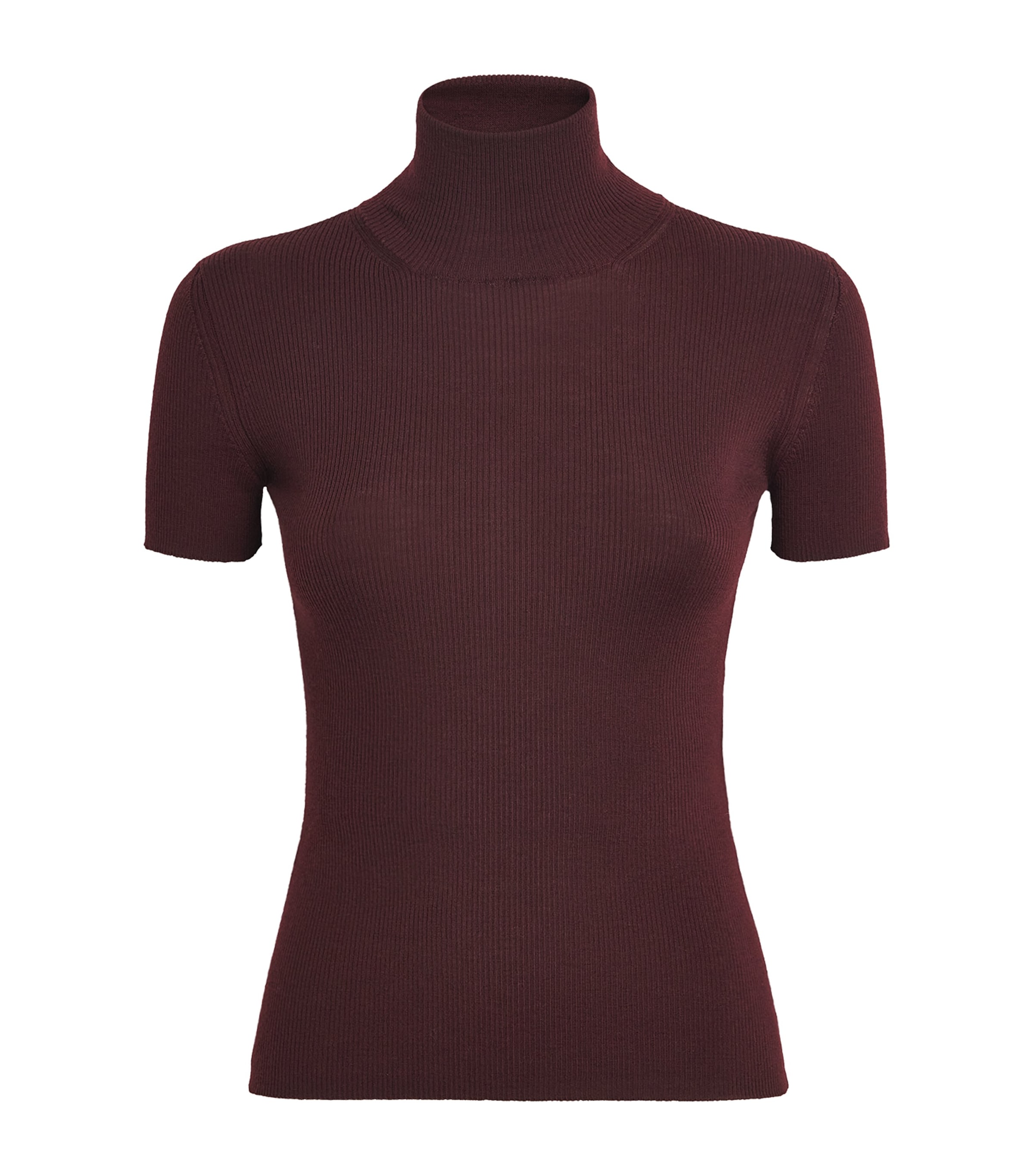 Max Mara Wool Short-sleeve Sweater In Burgundy