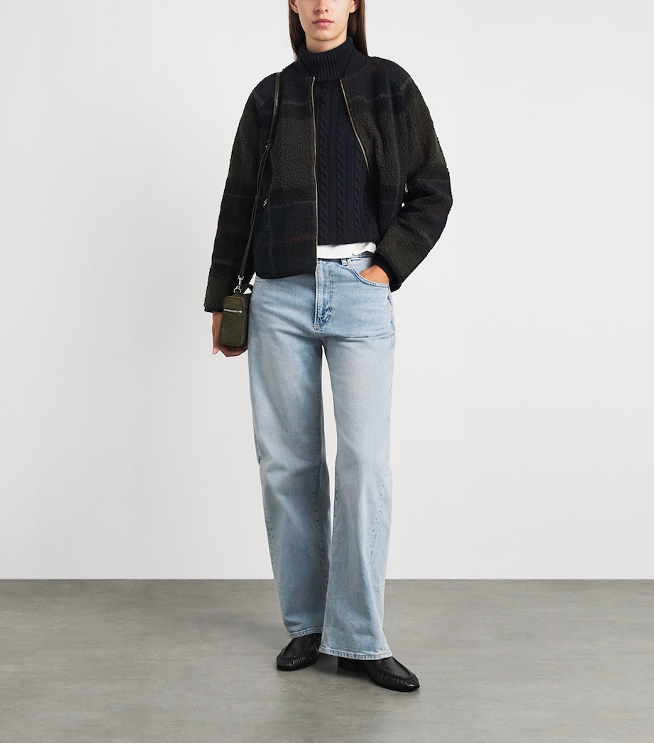 Barbour Womens Wool-Cotton Ambleside Rollneck Sweater Navy Image 2