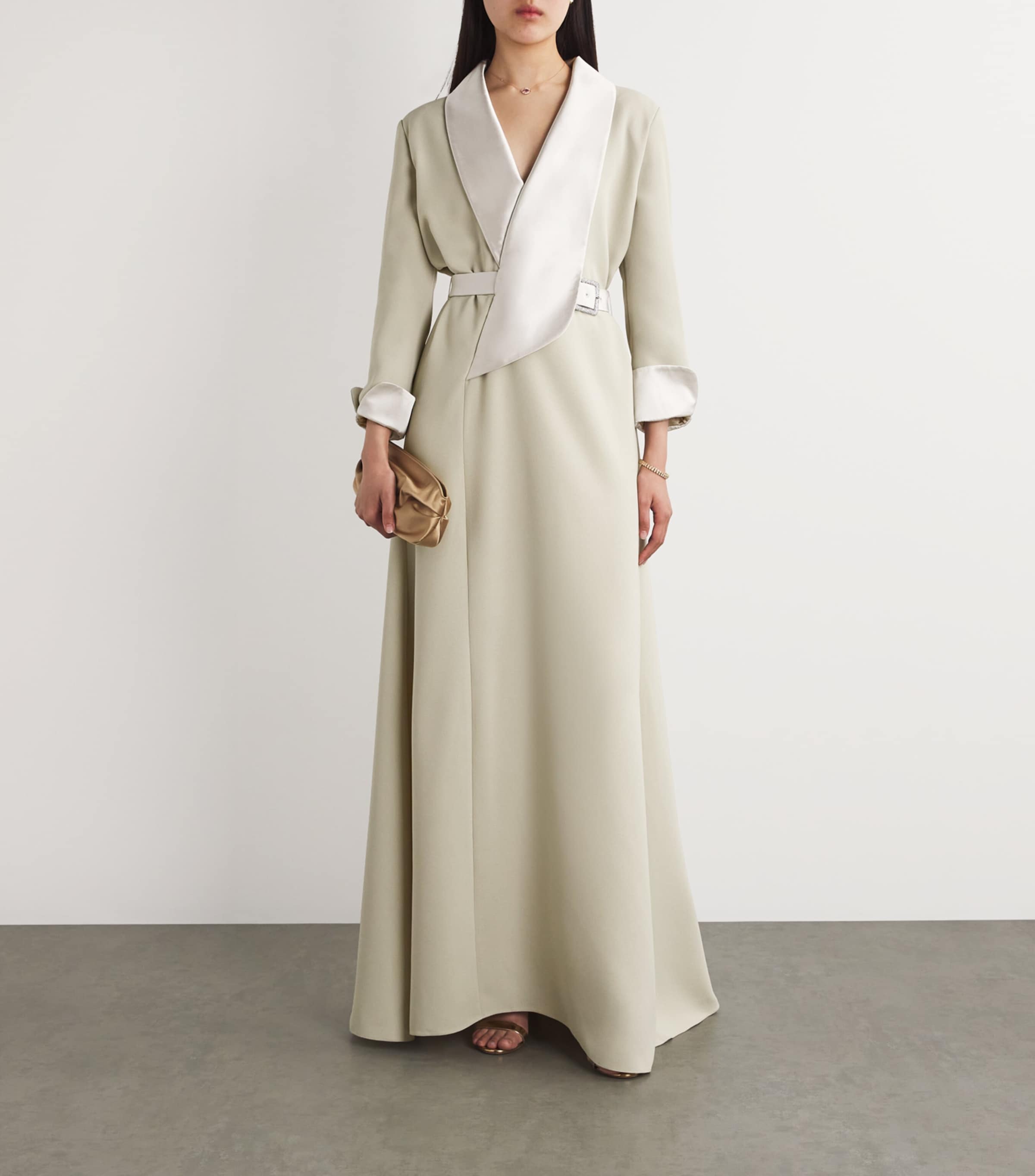 Alexis Mabille Womens Crepe Belted Gown Beige Image 2