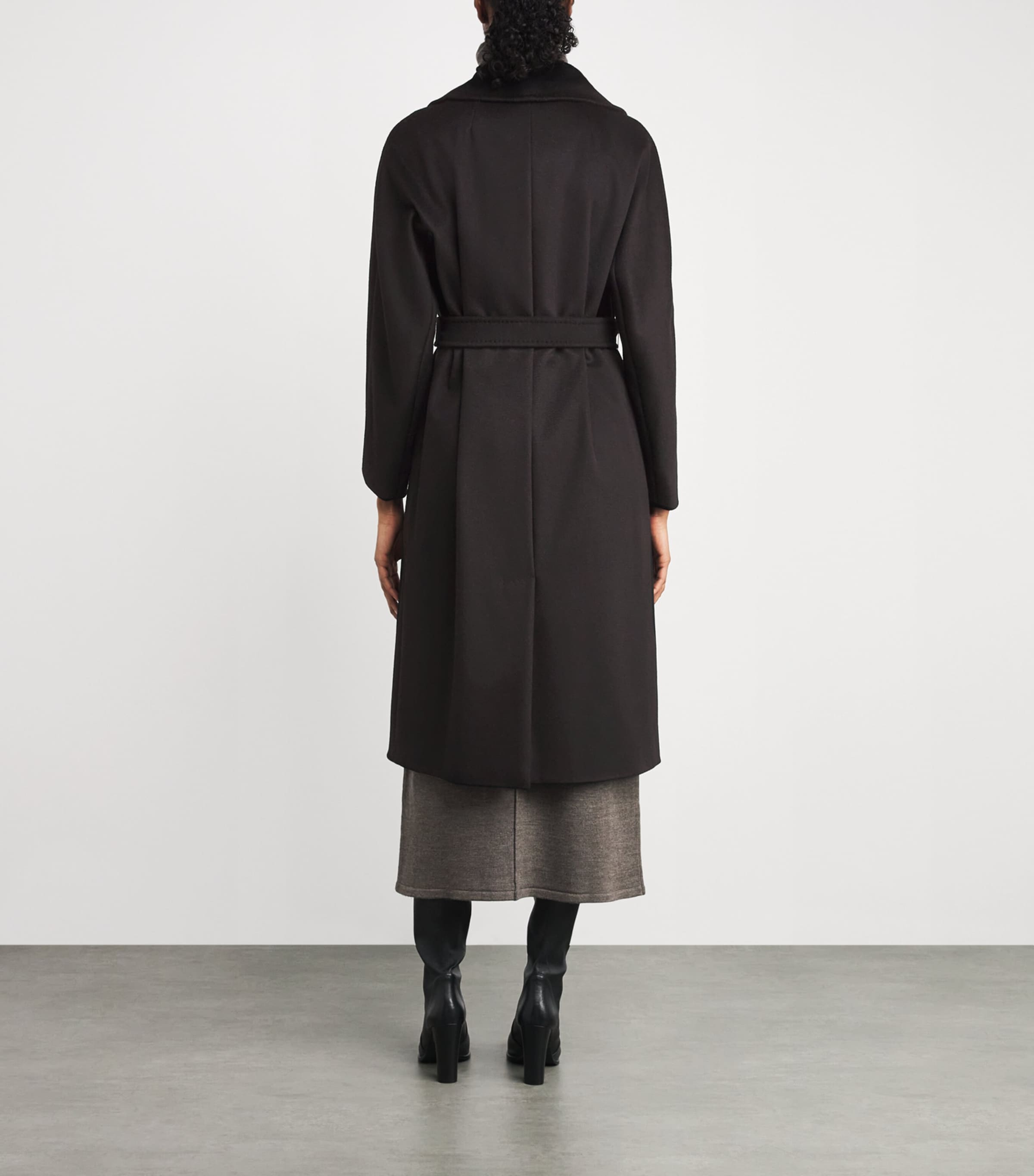 Virgin Wool Double-Breasted Coat BLACK Image 4