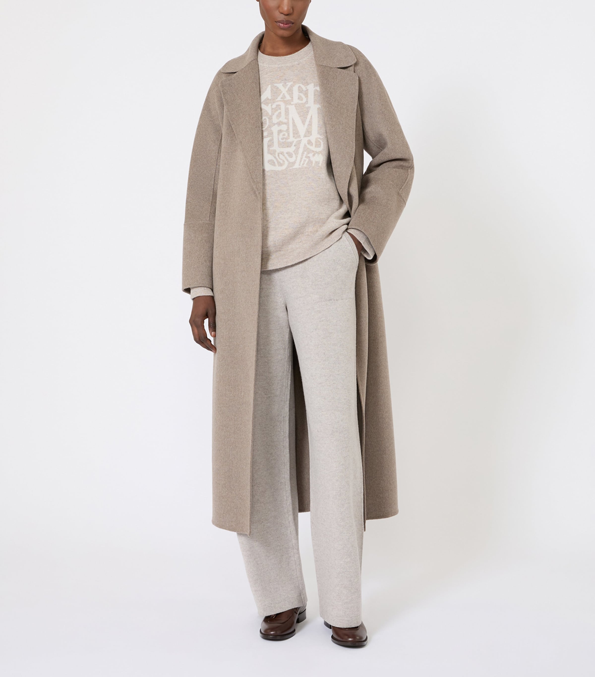 Virgin Wool Wrap Coat MEDIUM GREY Image 4