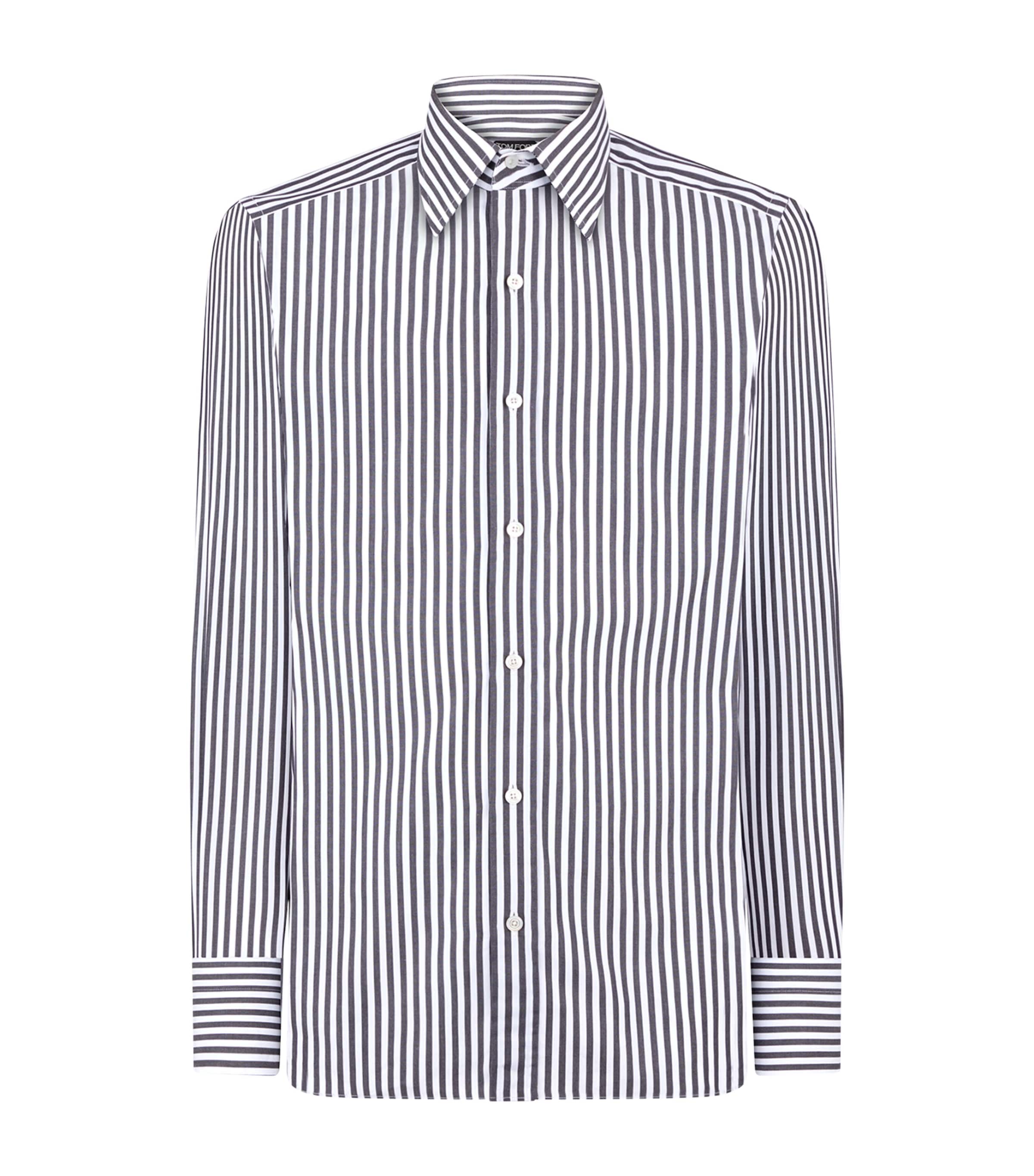 Tom Ford Striped Pattern Button-down Collar Long Sleeves Shirt