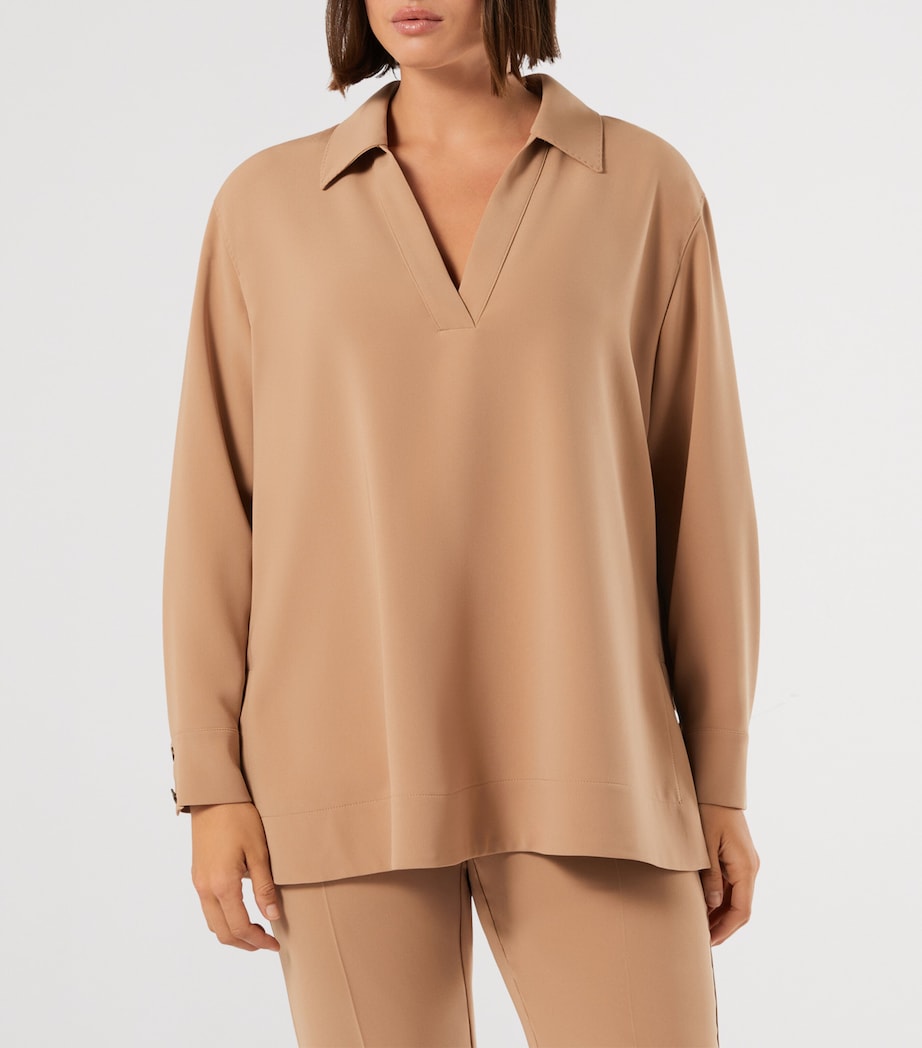 V-Neck Zama Blouse CAMEL Image 2