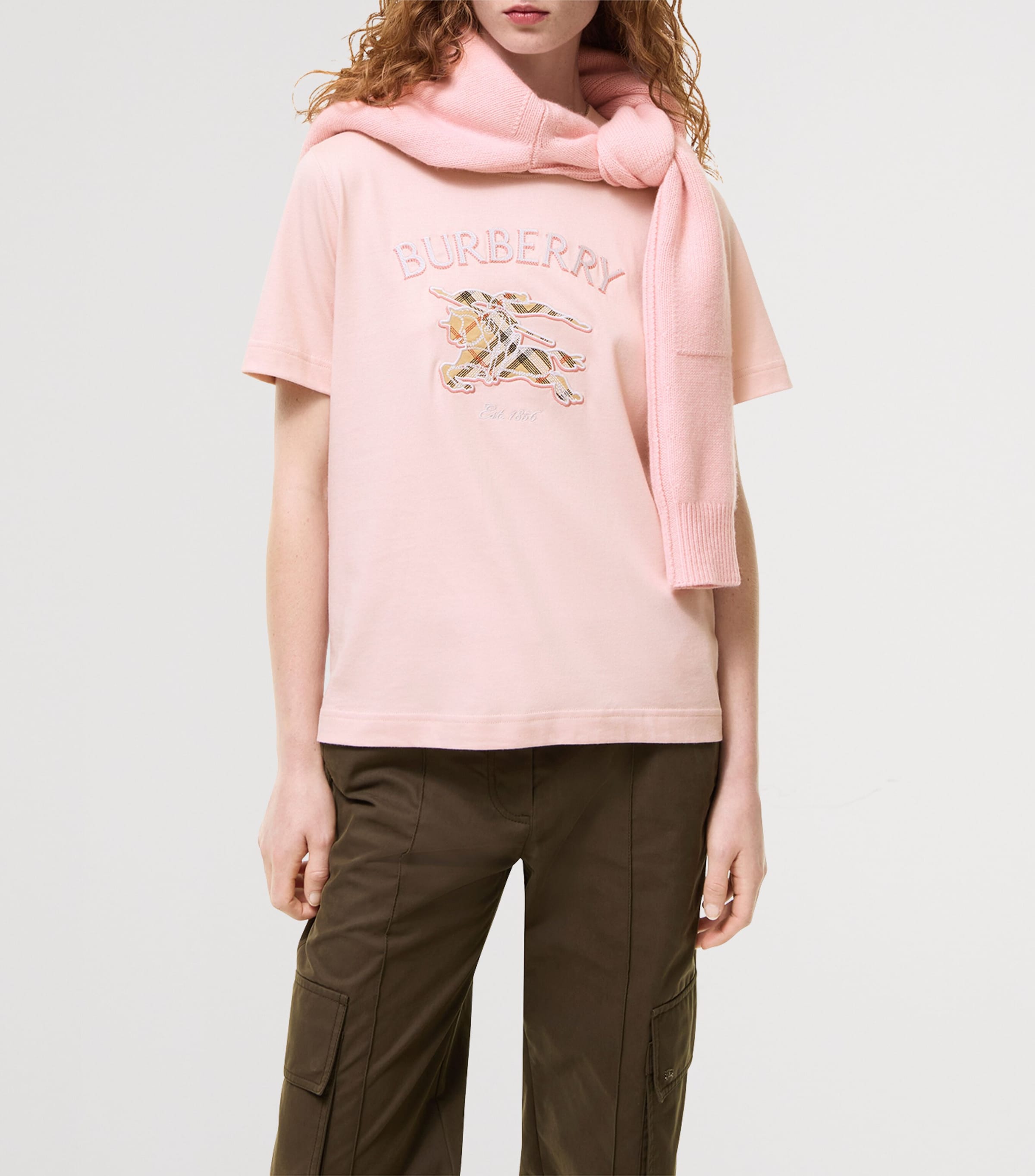 Burberry Womens Cotton Check EKD T-Shirt Bouquet Image 2