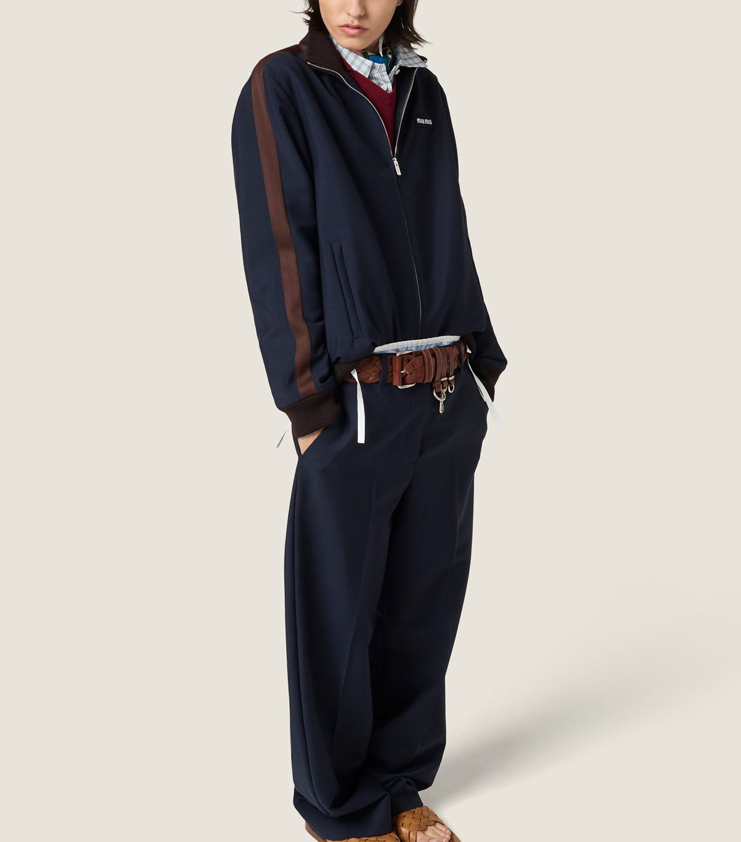 Miu Miu Womens Mohair-Virgin Wool Blouson Jacket Blue Image 6