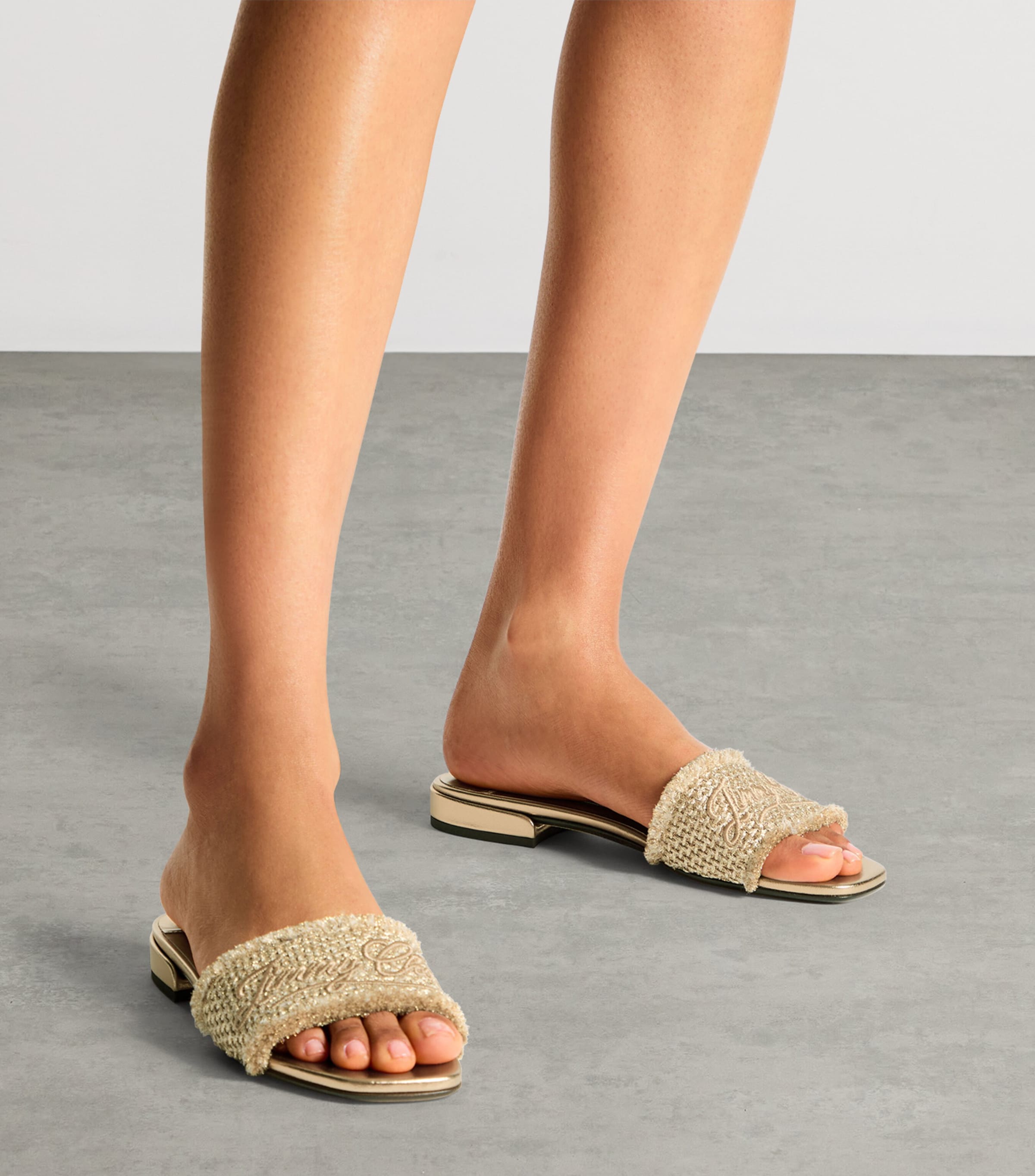Jimmy Choo Joa Flat  Slides Gold/dark Cappuccino Image 2