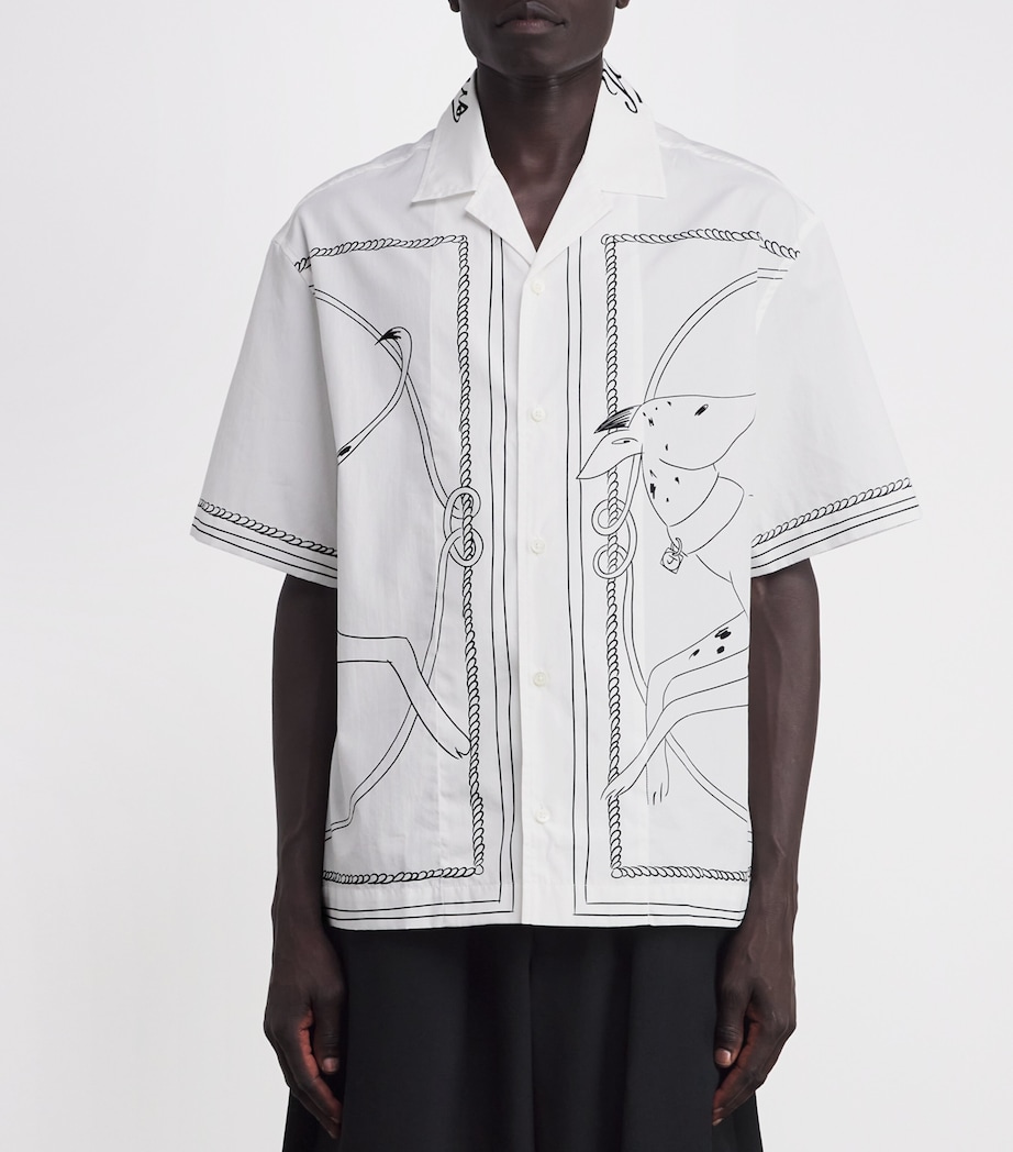 Cotton Illustration Shirt 1KT-PRINT DOG WH/BLC Image 3