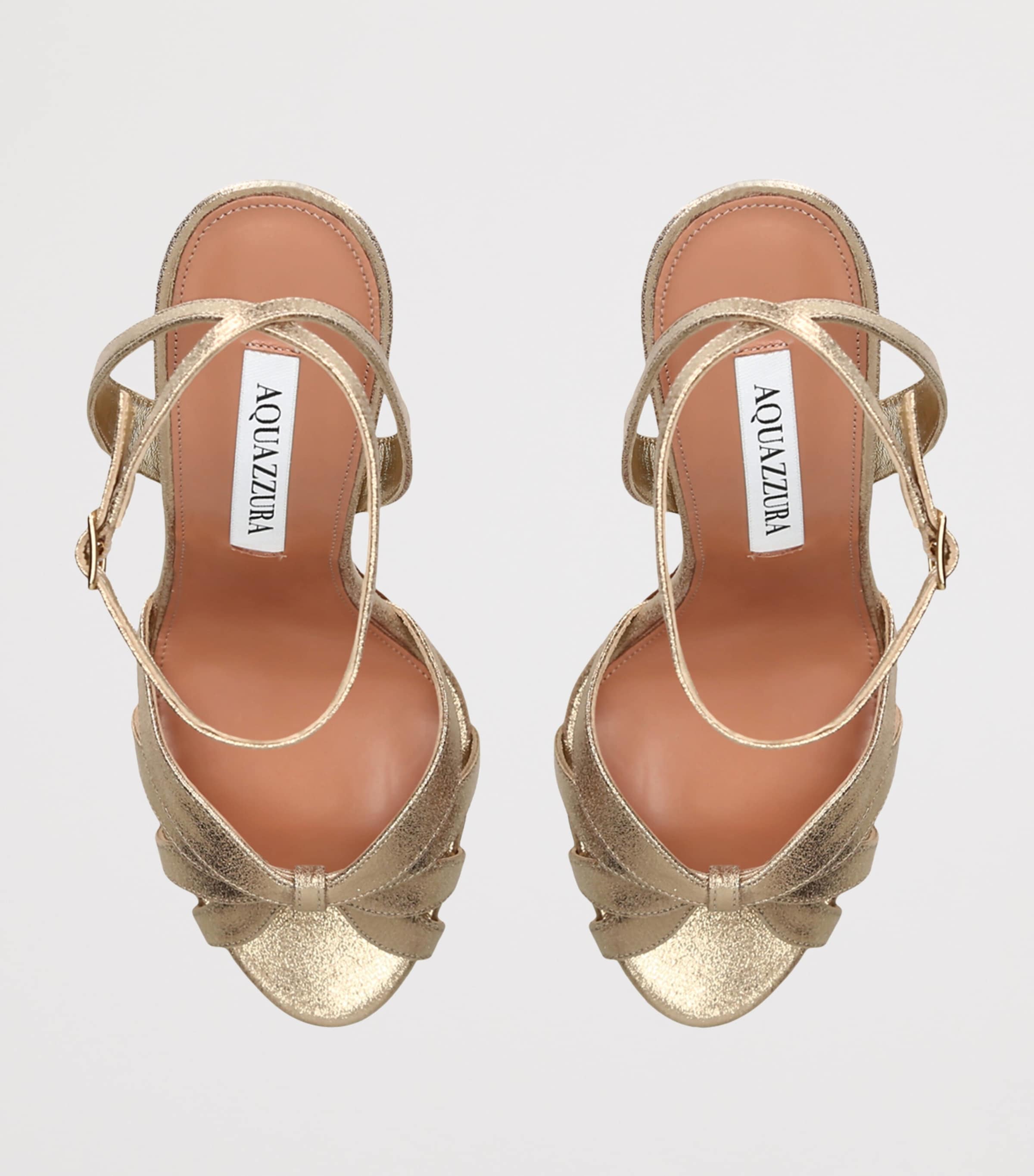 Aquazzura Metallic Leather Soulmate Heeled Sandals 105 Silver Image 3