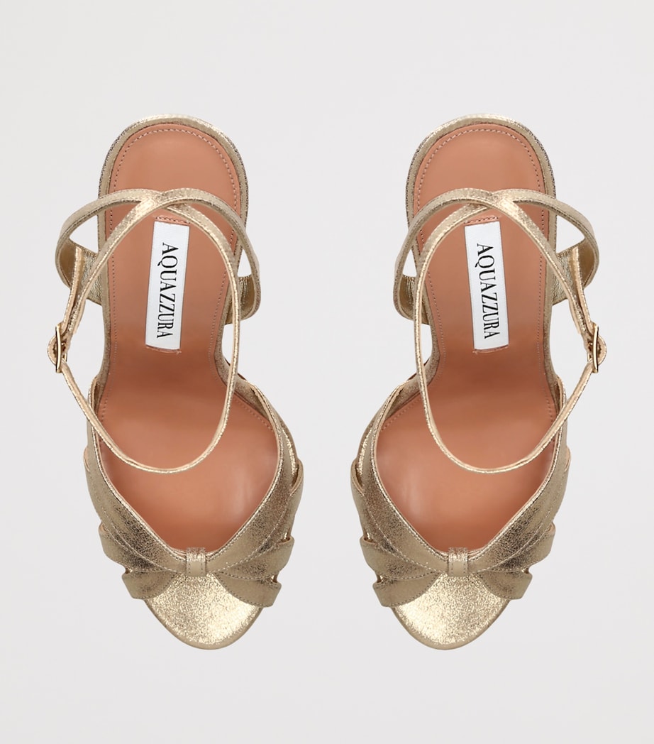 Aquazzura Metallic Leather Soulmate Heeled Sandals 105 Silver Image 3