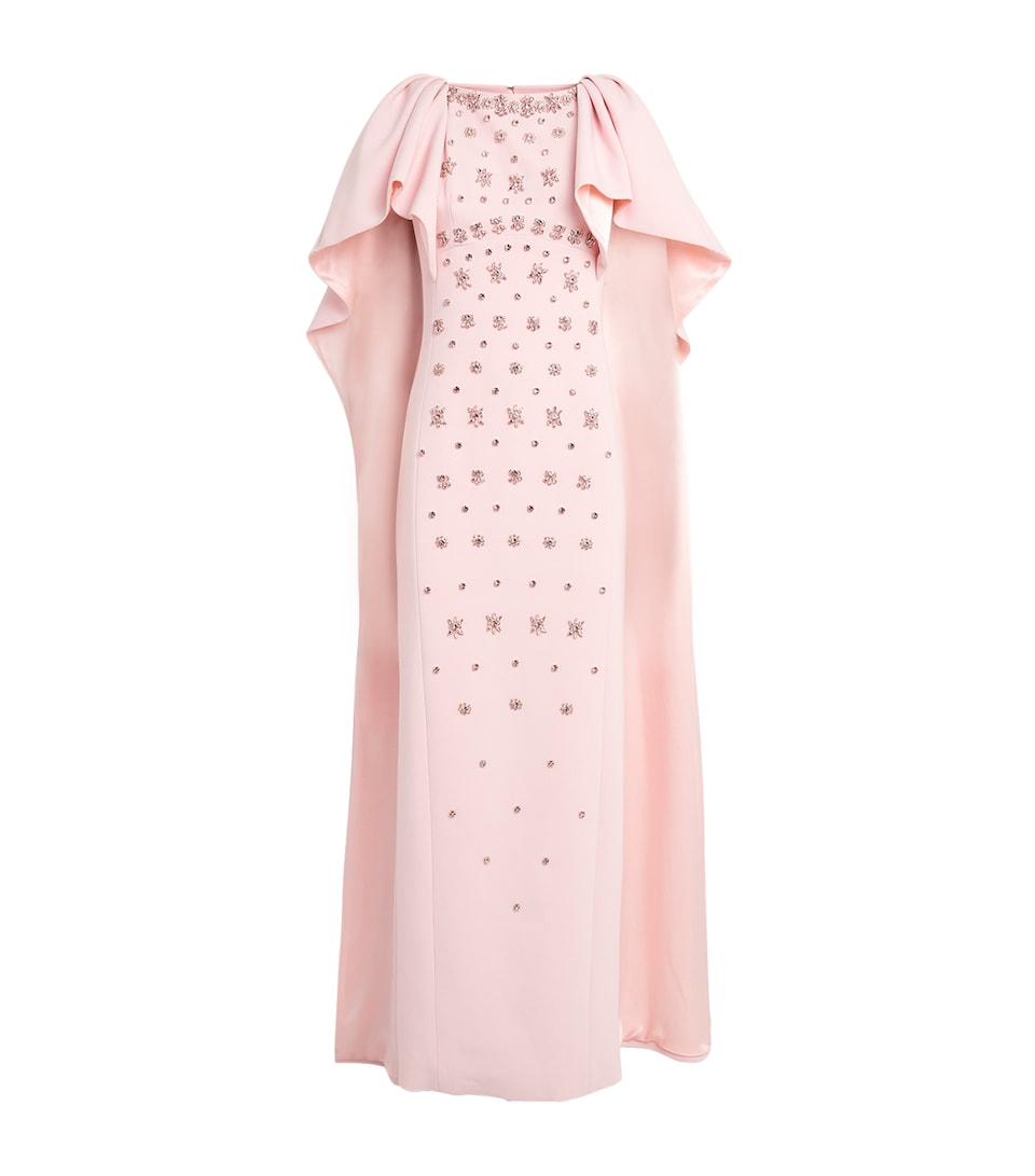 Crystal-Embellished Emory Cape Gown