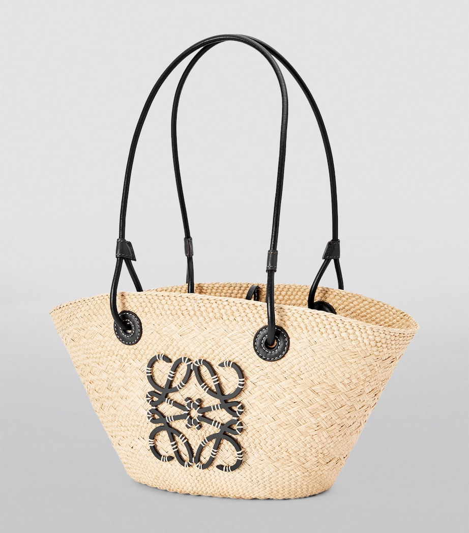 x Paula’s Ibiza Small Woven Anagram Basket Bag NATURAL/BLACK Image 2