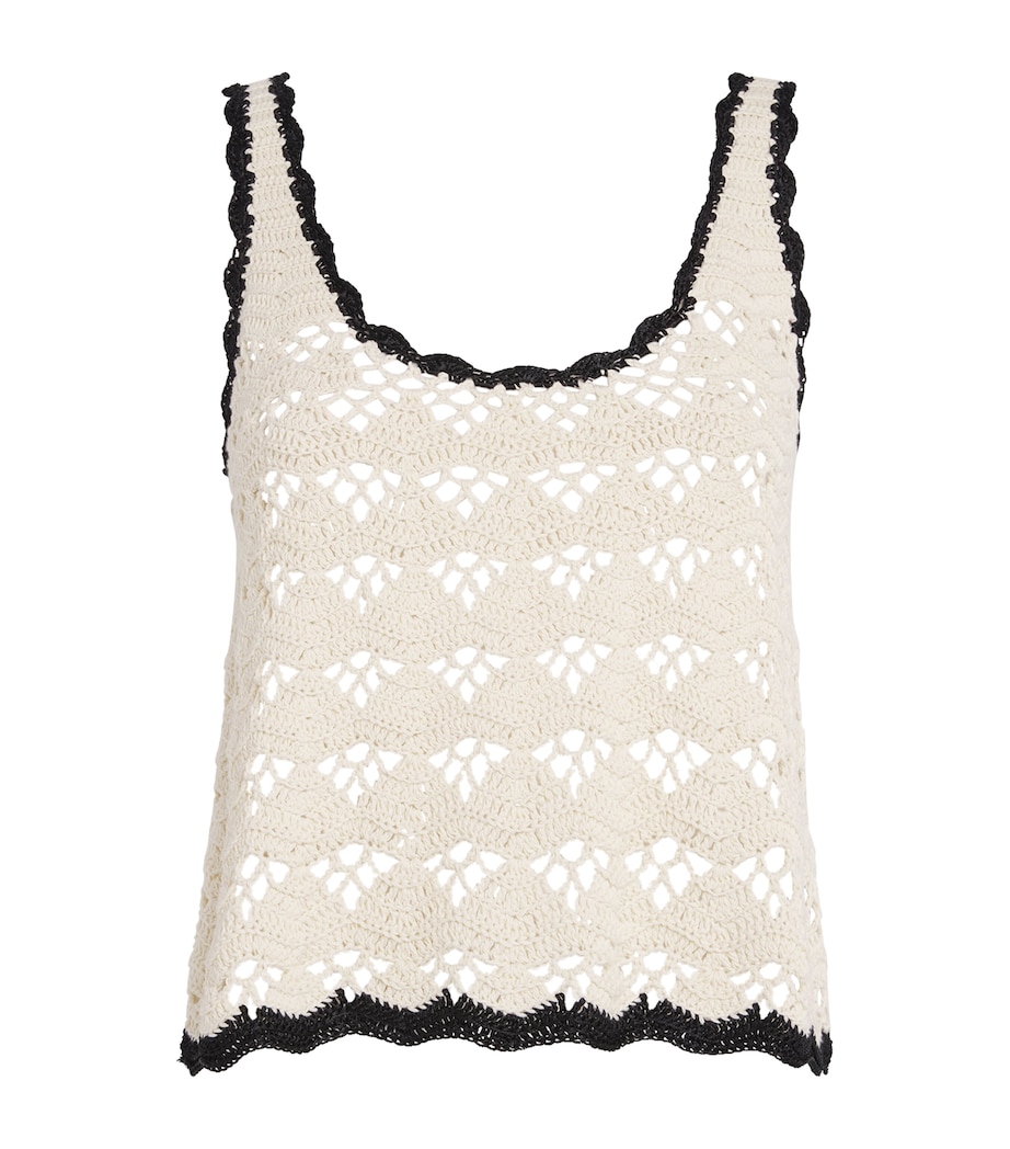 Cotton Rhiannon Crochet Tank Top CRBL/CREAM/BLACK Image 1
