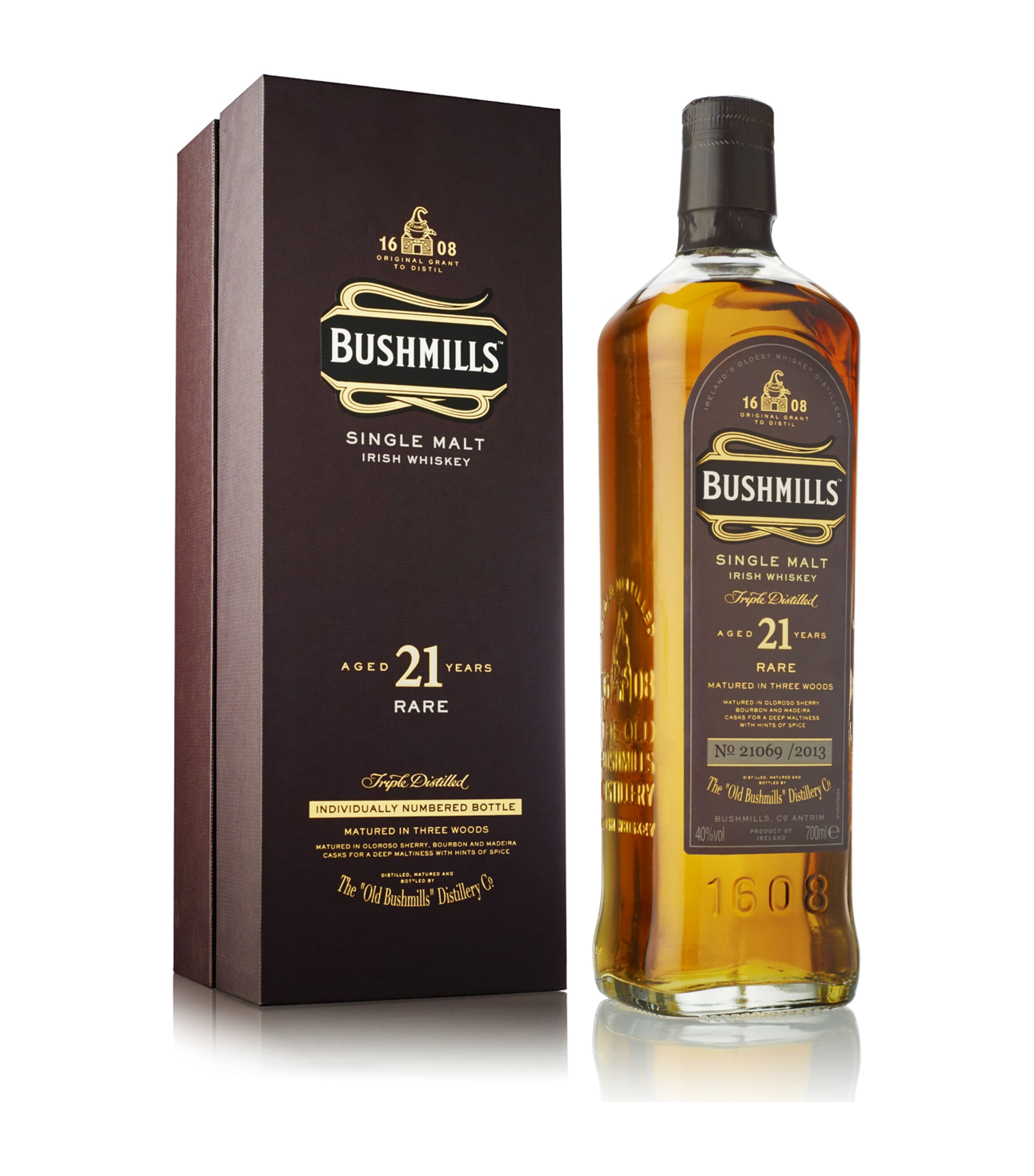 Bushmills 21-Year-Old Single Malt Whisky (70cl) Image 1