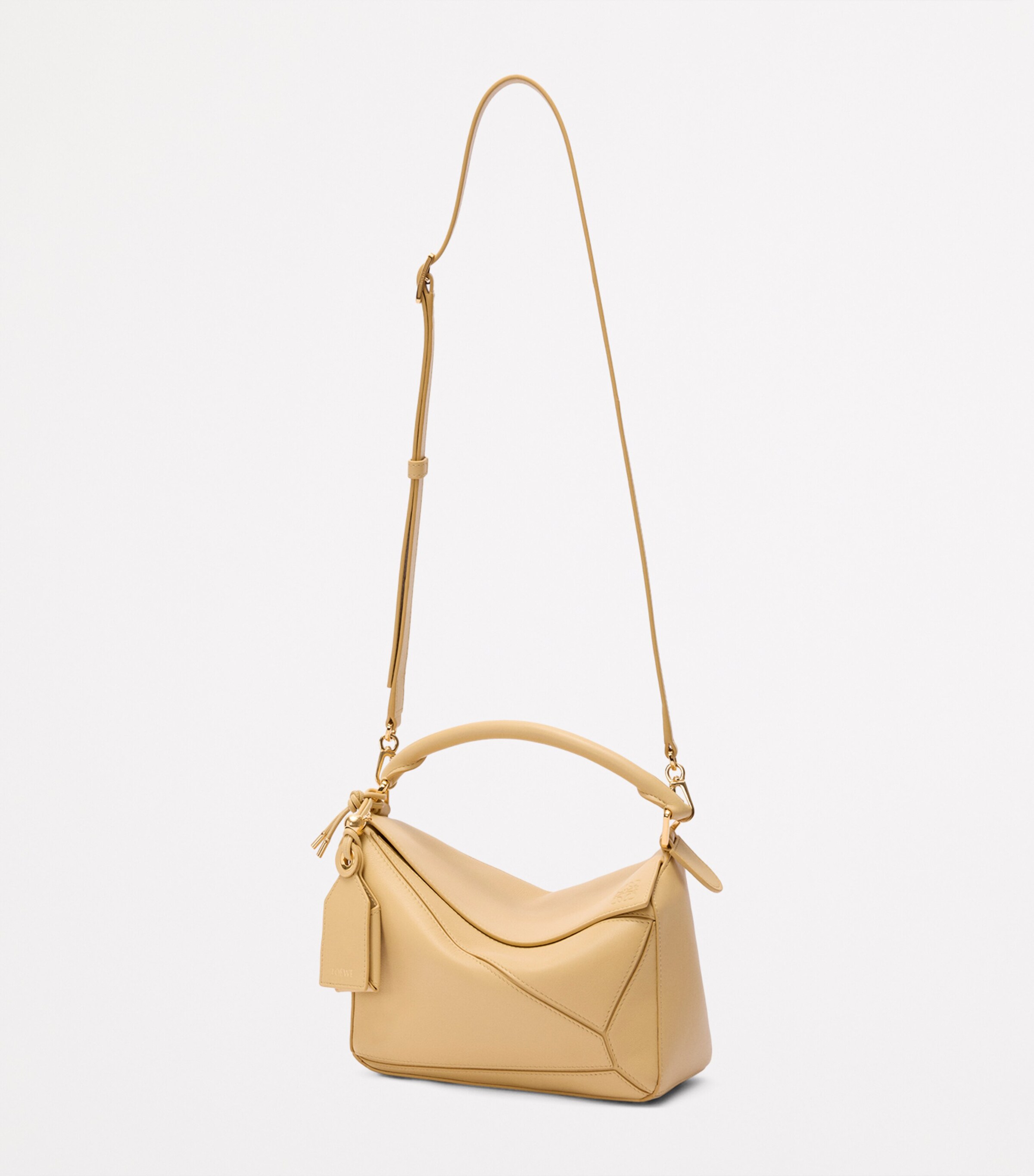 Small Leather Featherlight Puzzle Top-Handle Bag YELLOW Image 8