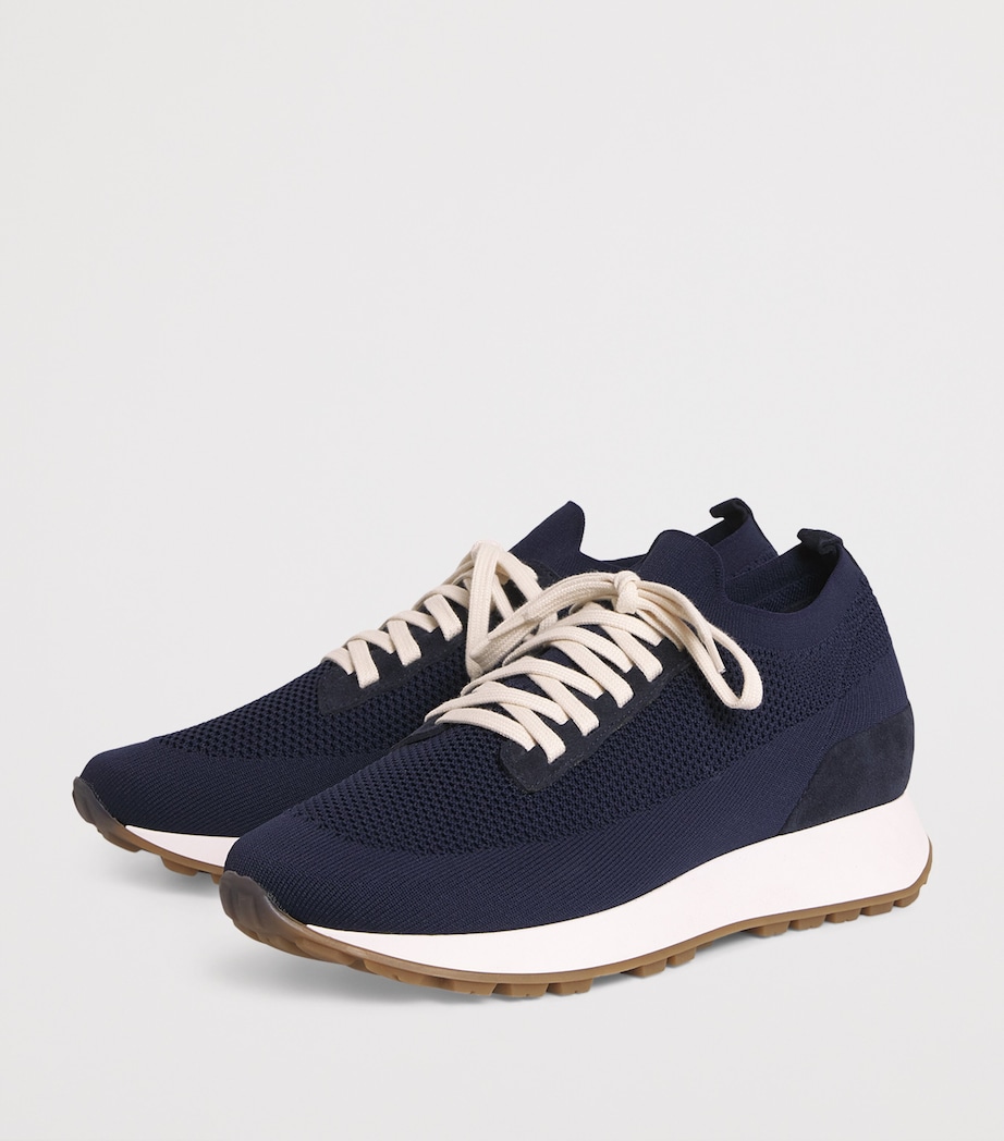 Leather-Blend Scarpa Running Trainers BLU, BLU Image 3
