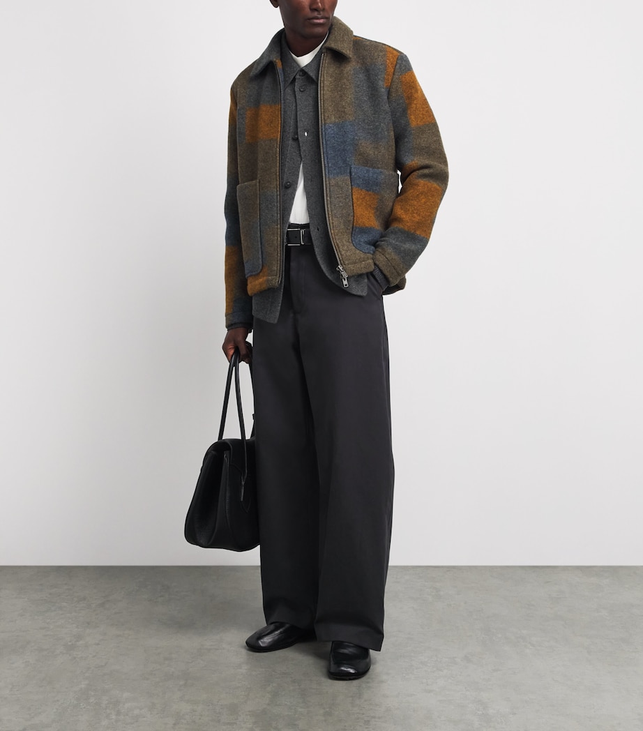 FRAME Mens Wool Collar Cardigan Dkgr Dark Grey Image 2