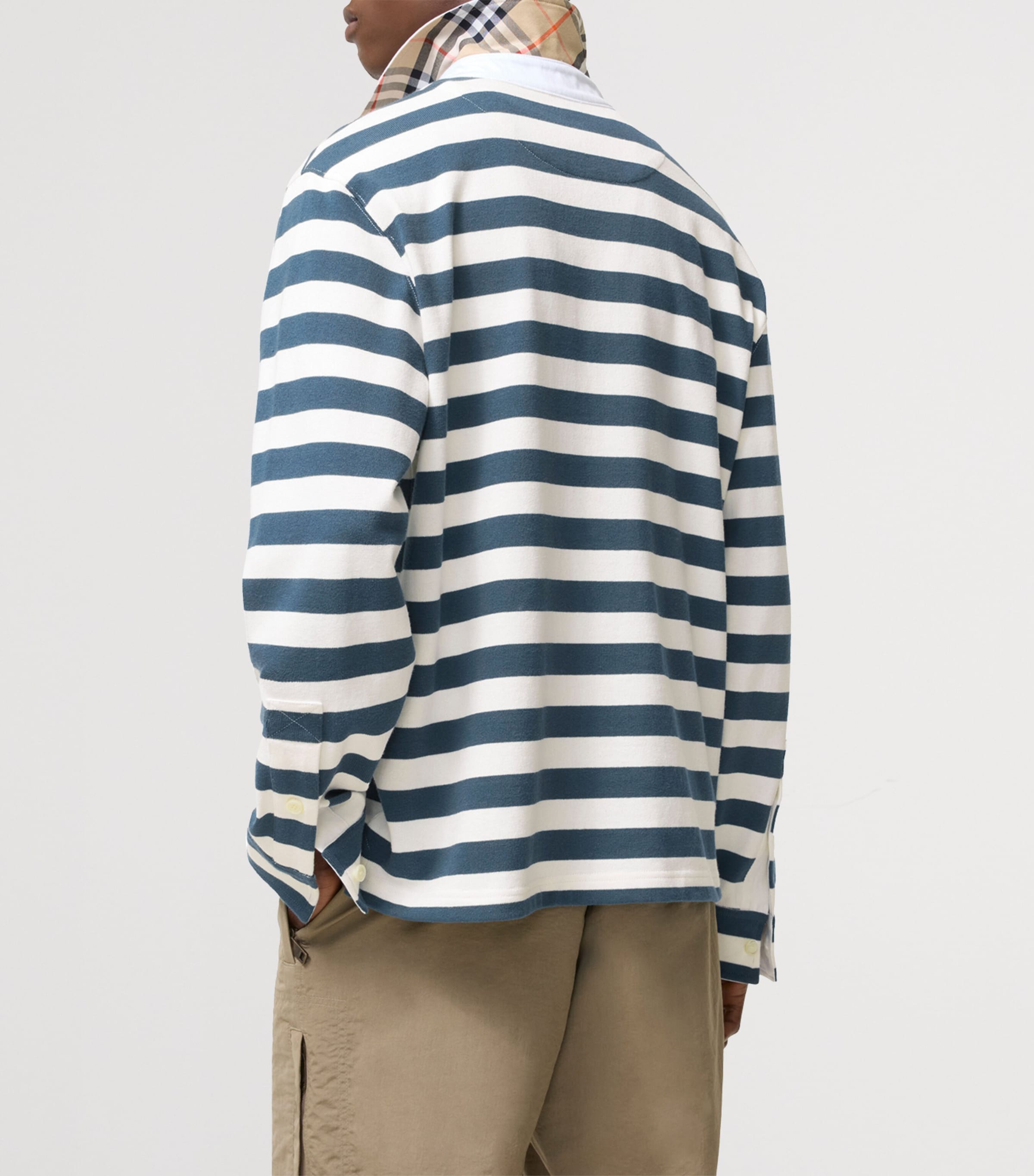 Burberry Mens Cotton Rugby Shirt Nickel Bluecotton W Image 3