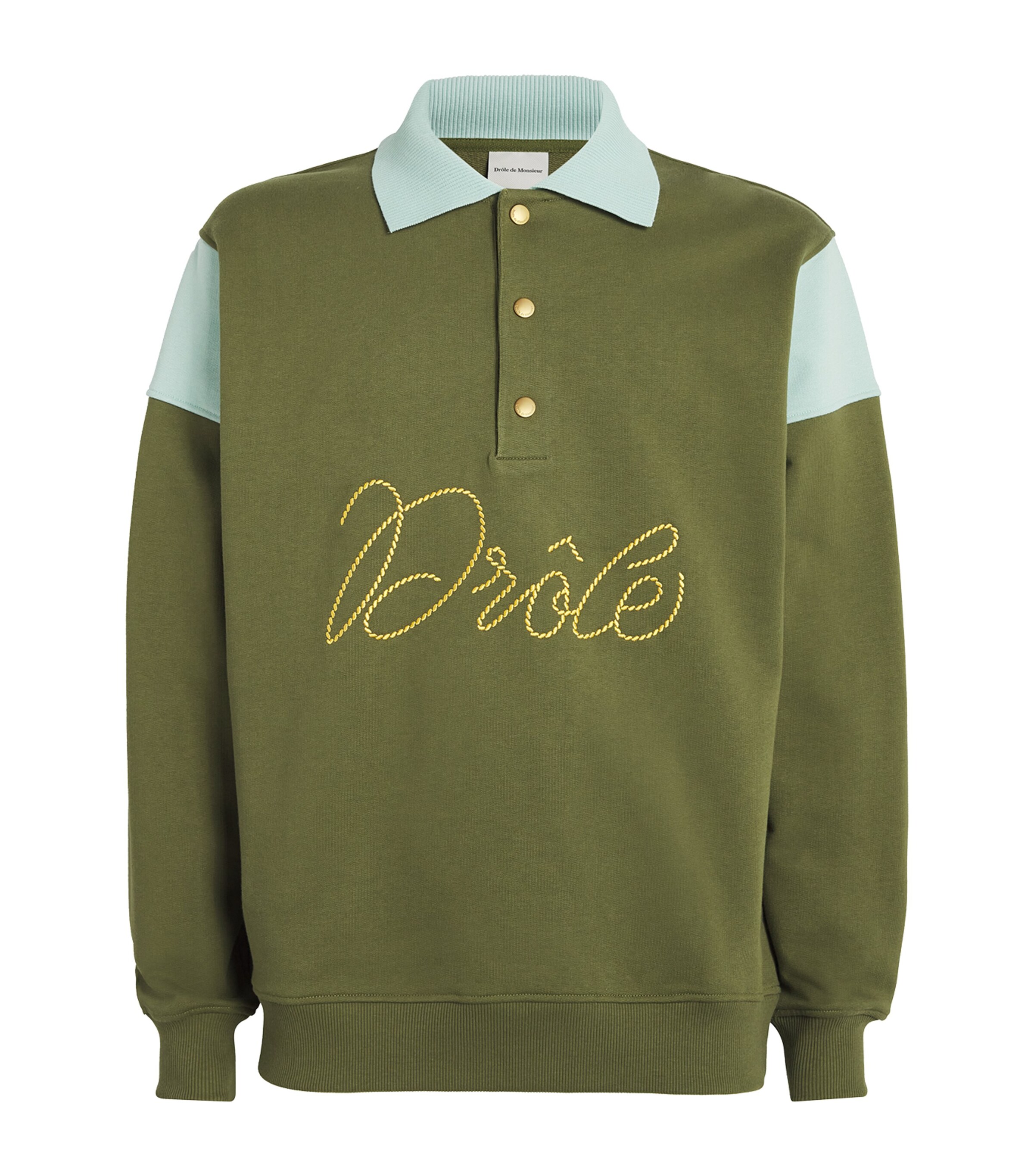 Drôle De Monsieur Mens Logo Rugby Sweatshirt Light Kaki Image 1