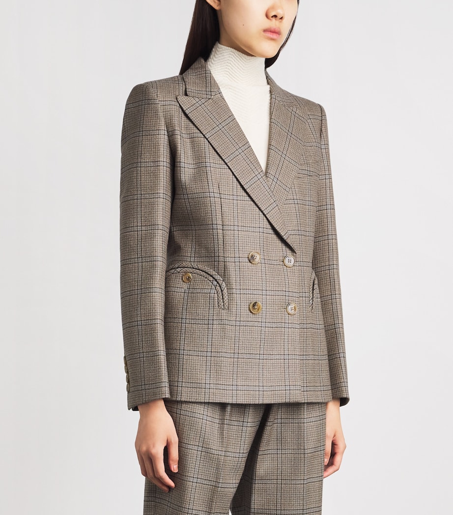 Blazé Milano Womens Virgin Wool Charmer Double-Breasted Blazer Beige Image 4