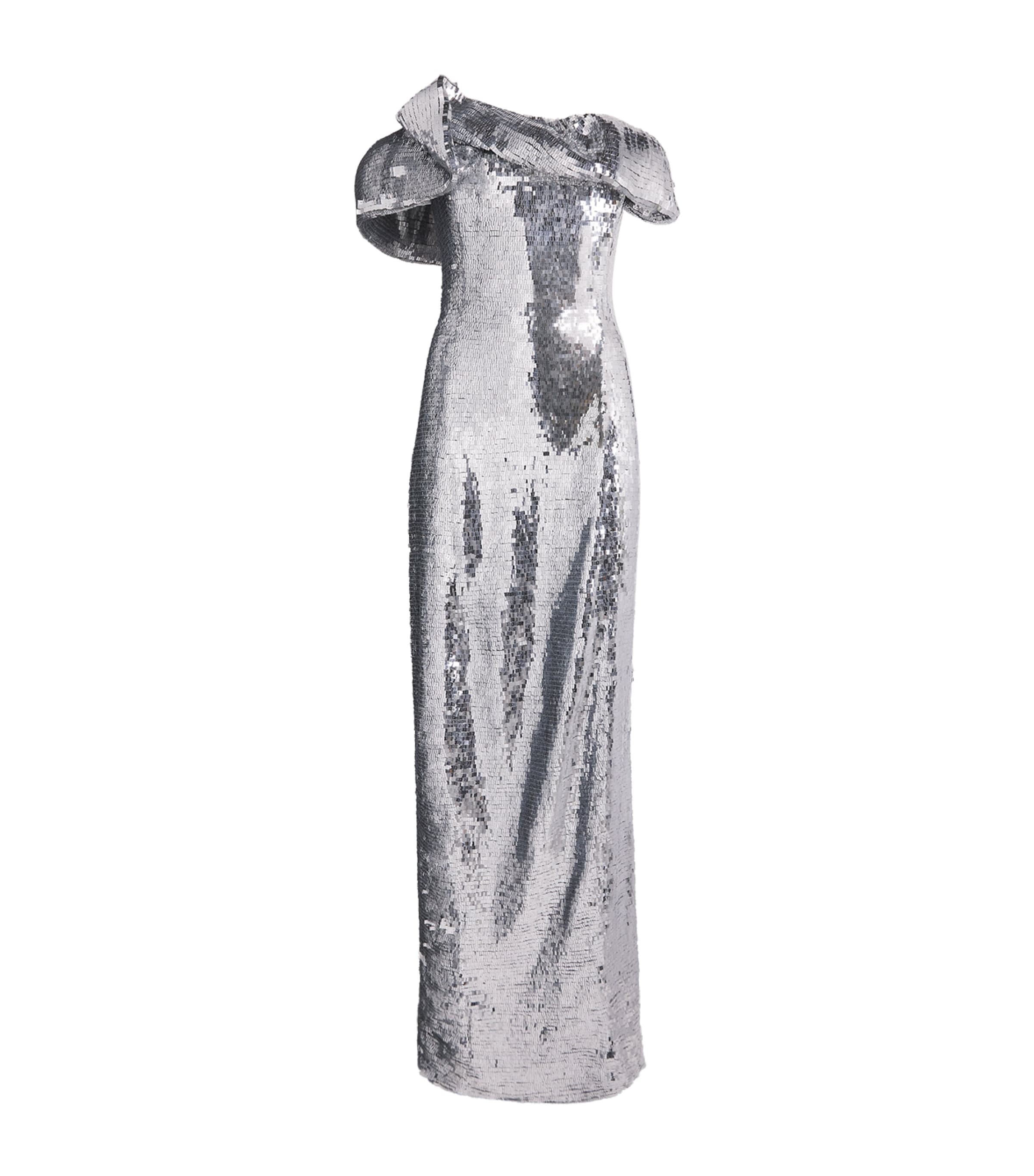 Rachel Gilbert Womens One-Shoulder Tamzin Gown Silver Image 1