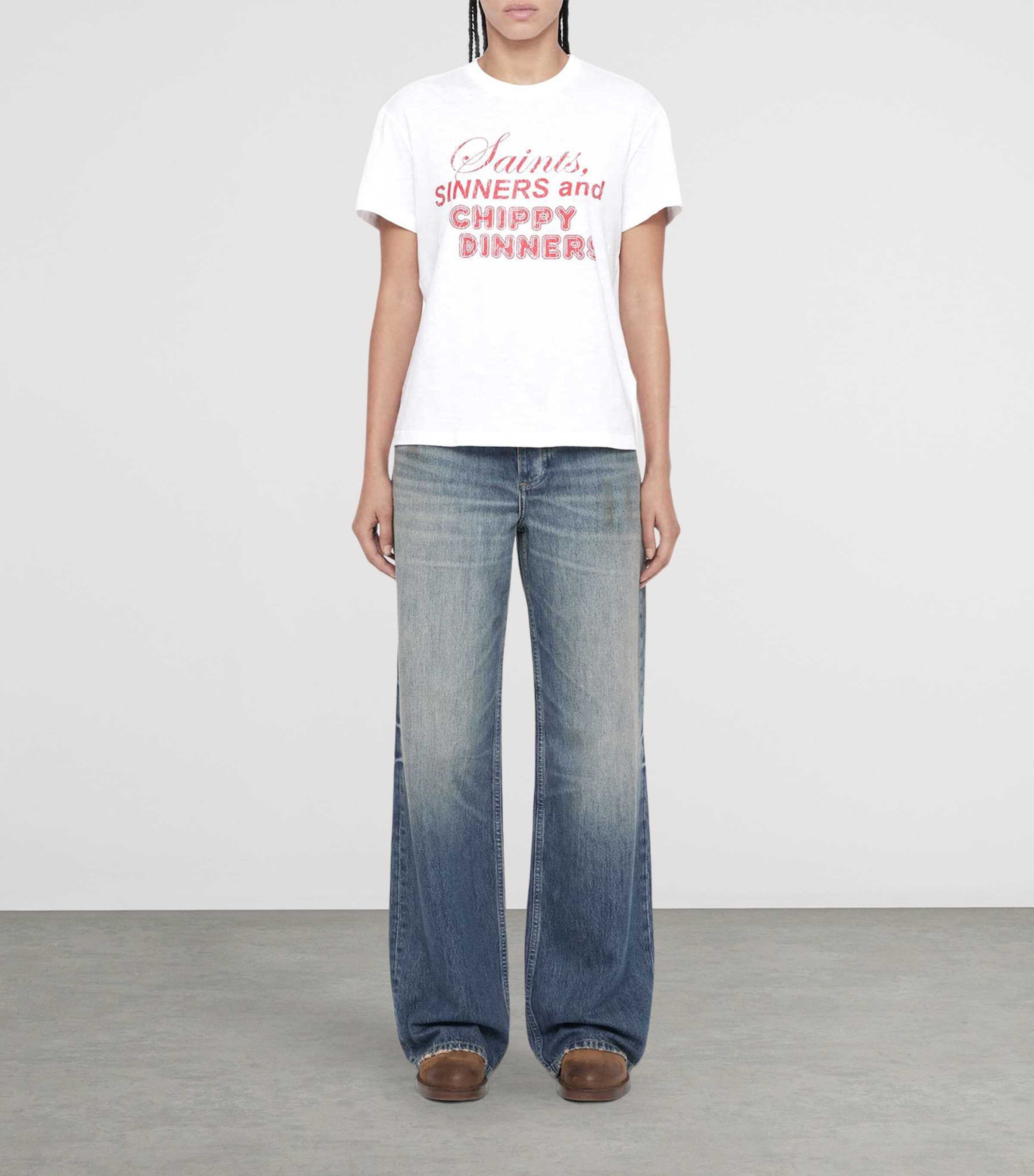 AllSaints Womens Cotton Chippy Addi T-Shirt Optic White Image 2