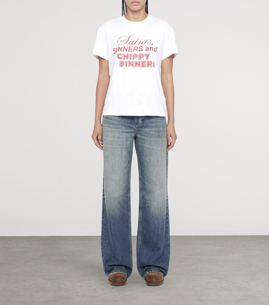 AllSaints Womens Cotton Chippy Addi T-Shirt Optic White Image 2