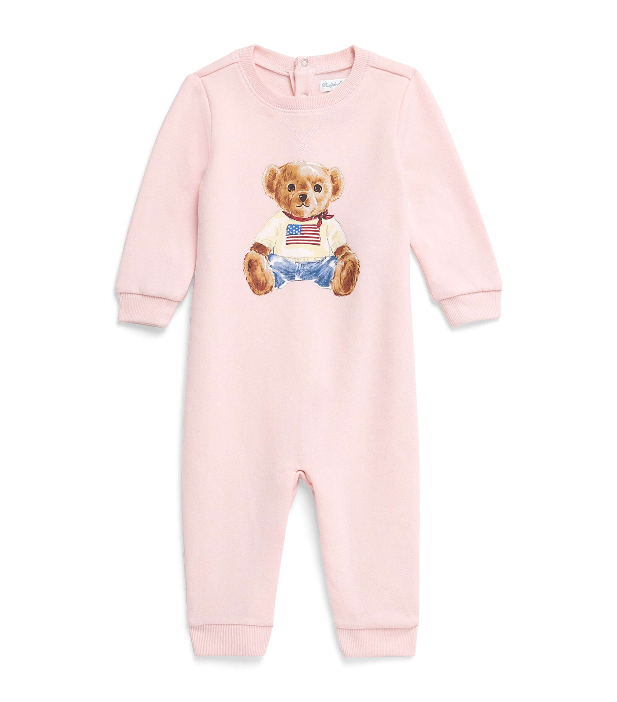 Shop Ralph Lauren Stretch-cotton Bear All-in-one