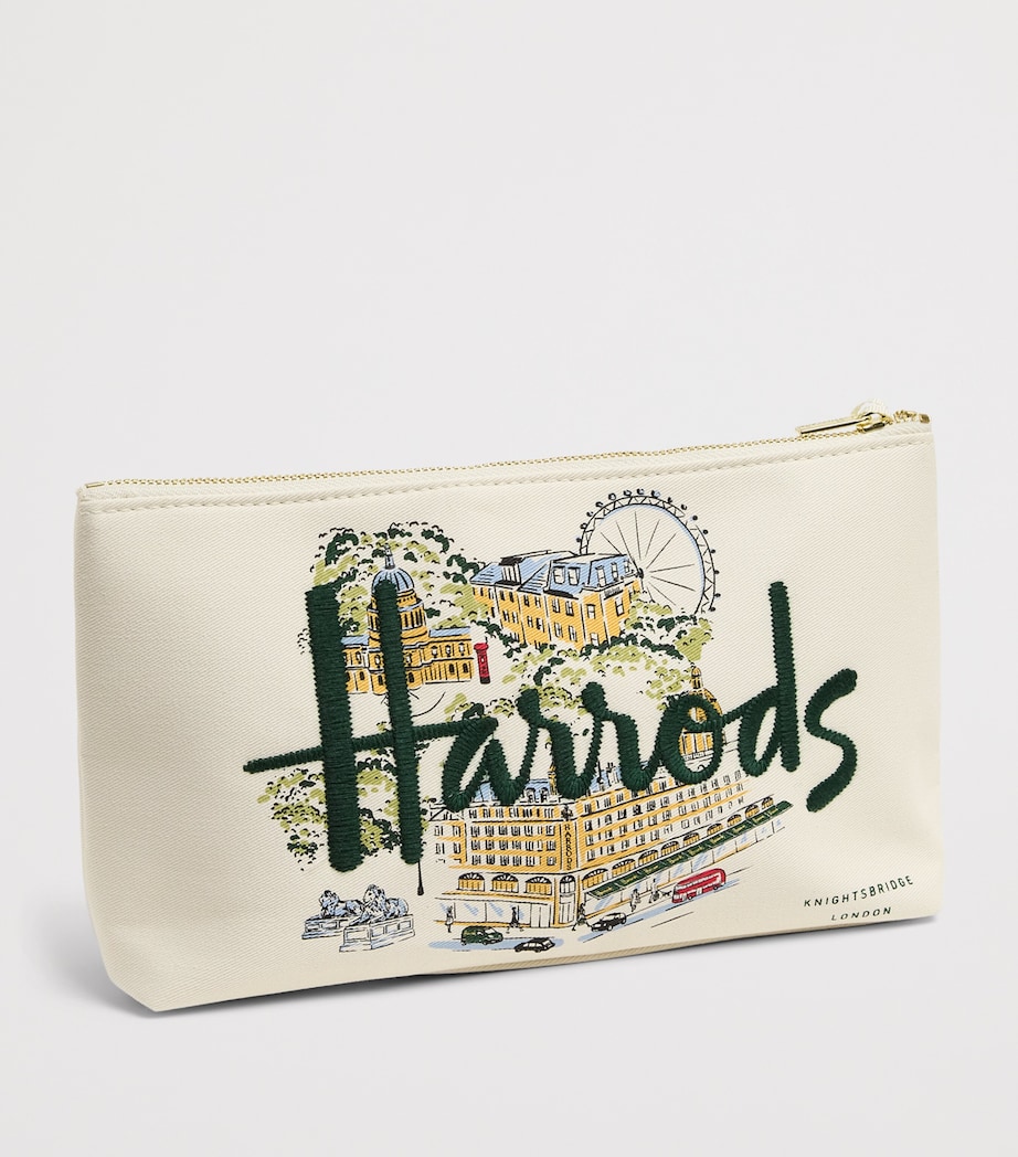 Harrods Medium Canvas City Stories Wash Bag Ivory Image 2