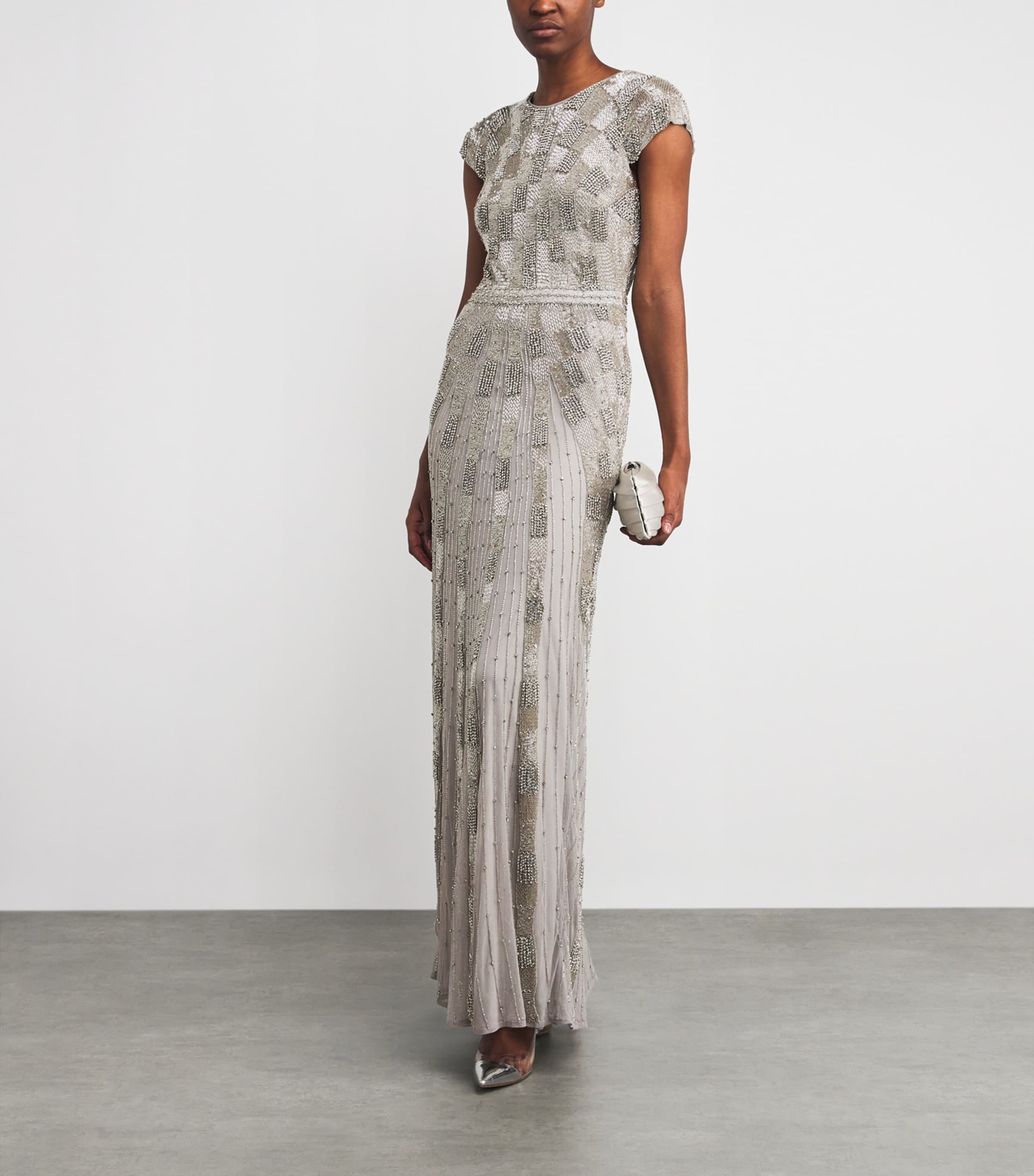 Embellished Crepe Florina Gown SILVER Image 2