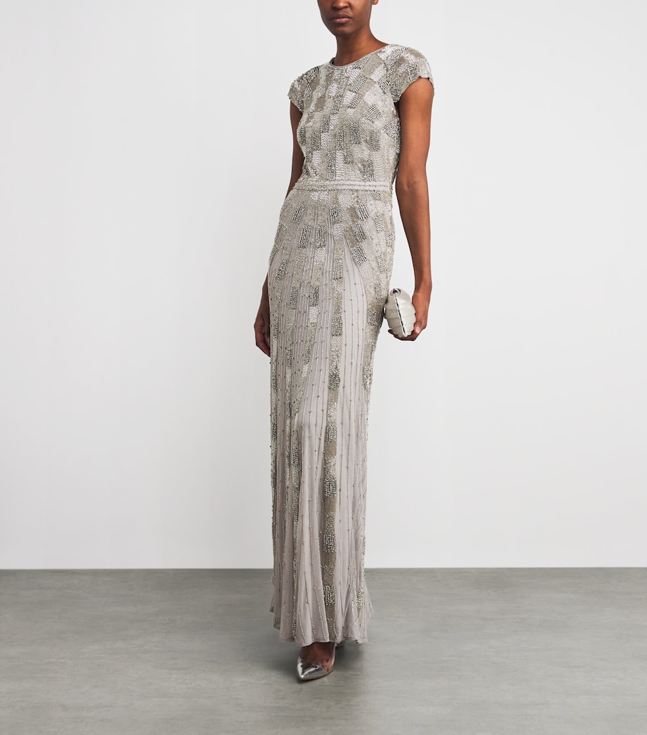 Embellished Crepe Florina Gown SILVER Image 2