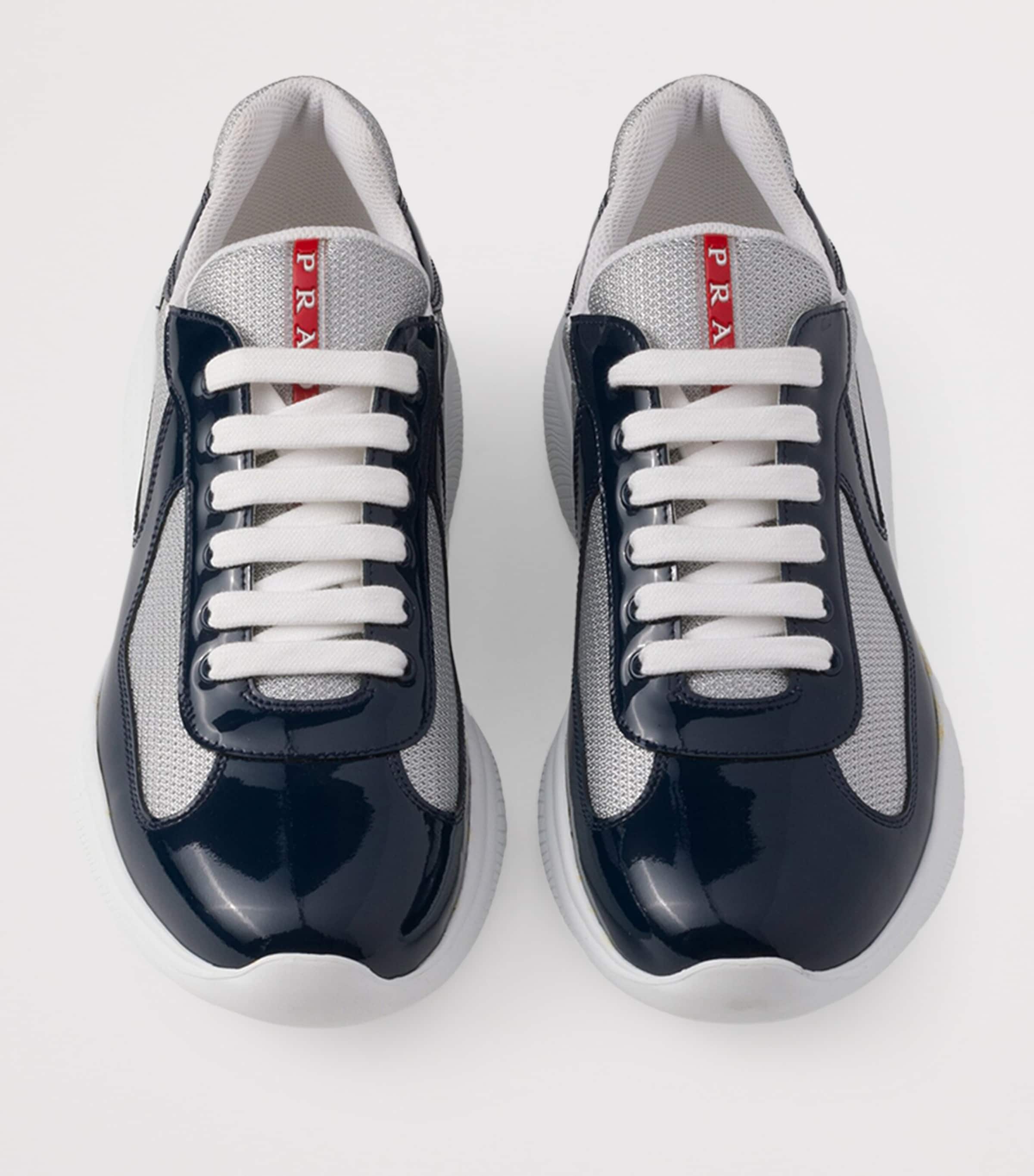 Prada Blue Patent Leather-Blend America's Cup Sneakers