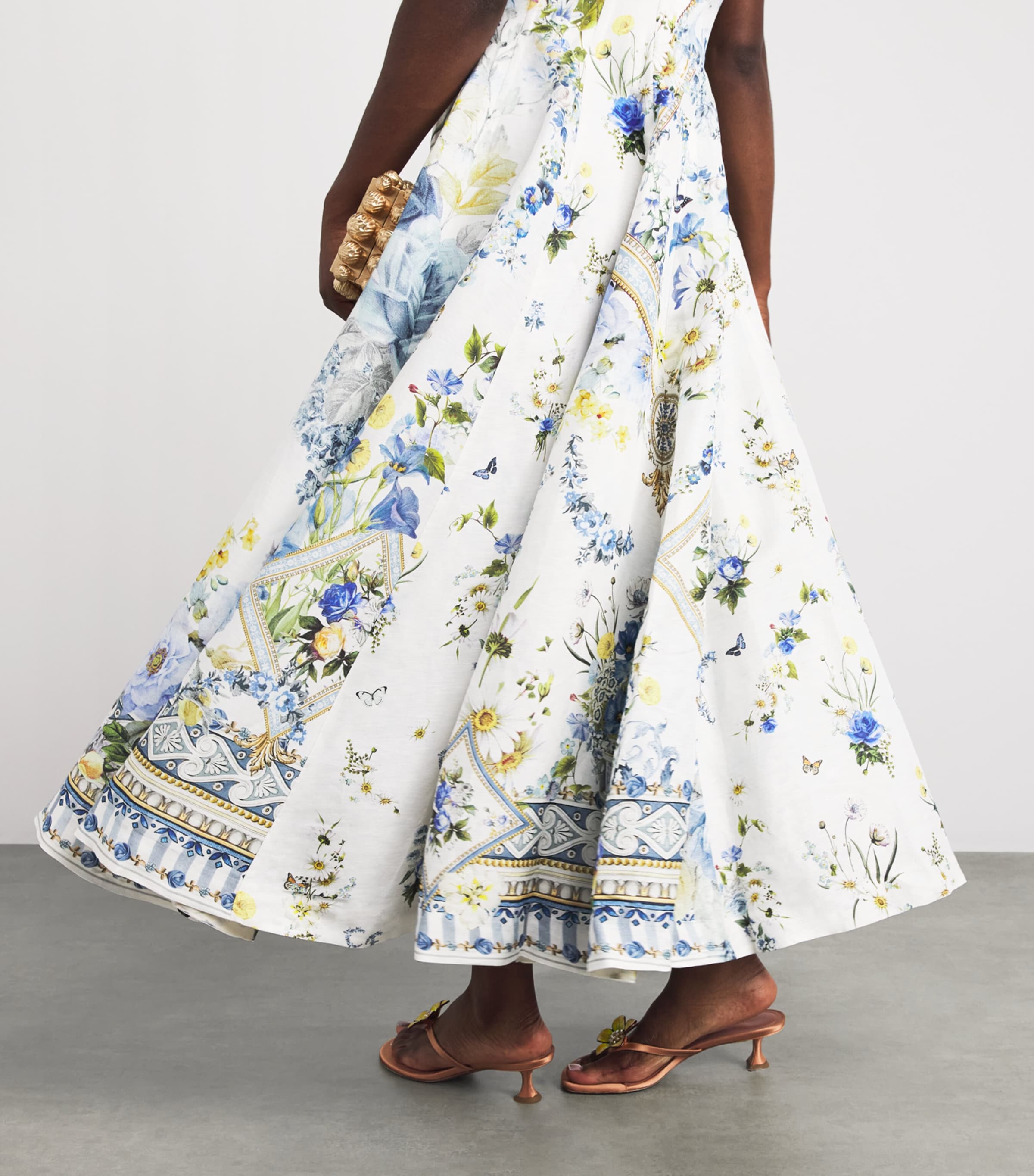 Camilla Womens Linen-Silk Corset Midi Dress Dandelion Skies Image 3