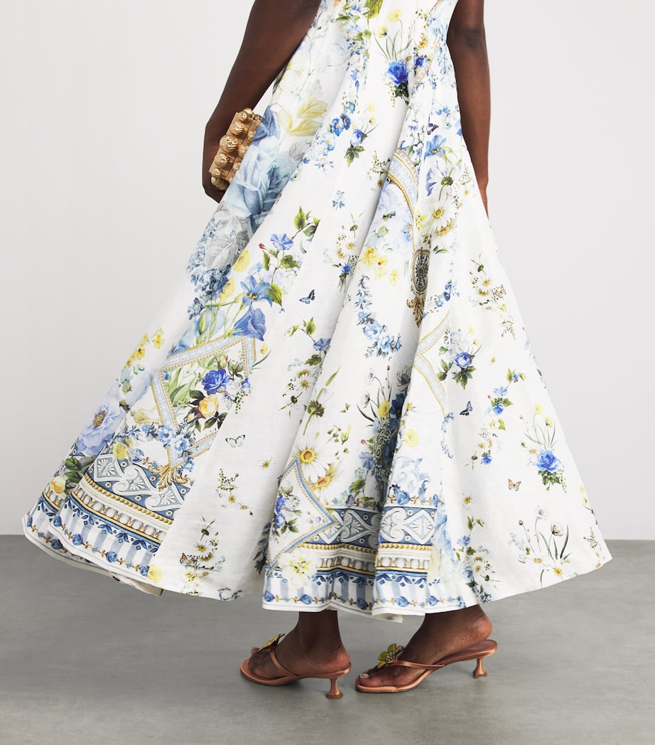 Camilla Womens Linen-Silk Corset Midi Dress Dandelion Skies Image 3