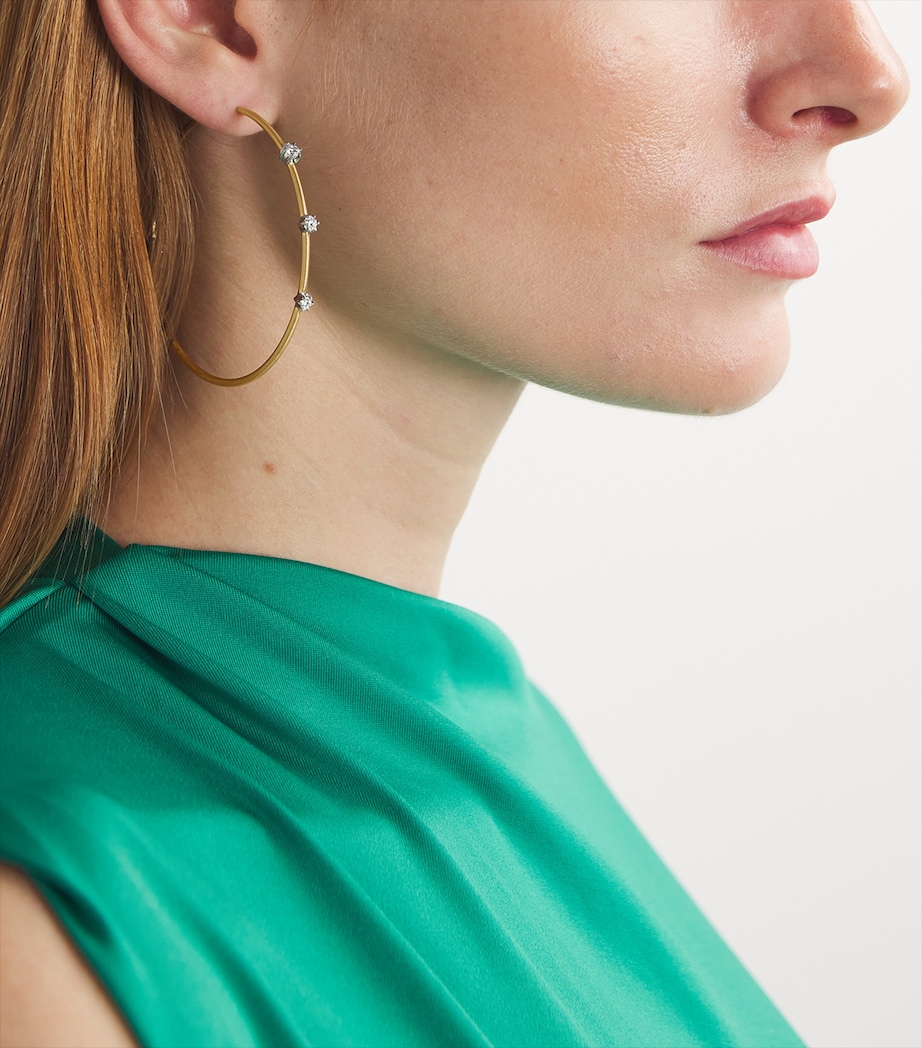 Large Yellow Gold and Diamond Penelope Plié Hoop Earrings YELLOW GOLD Image 5