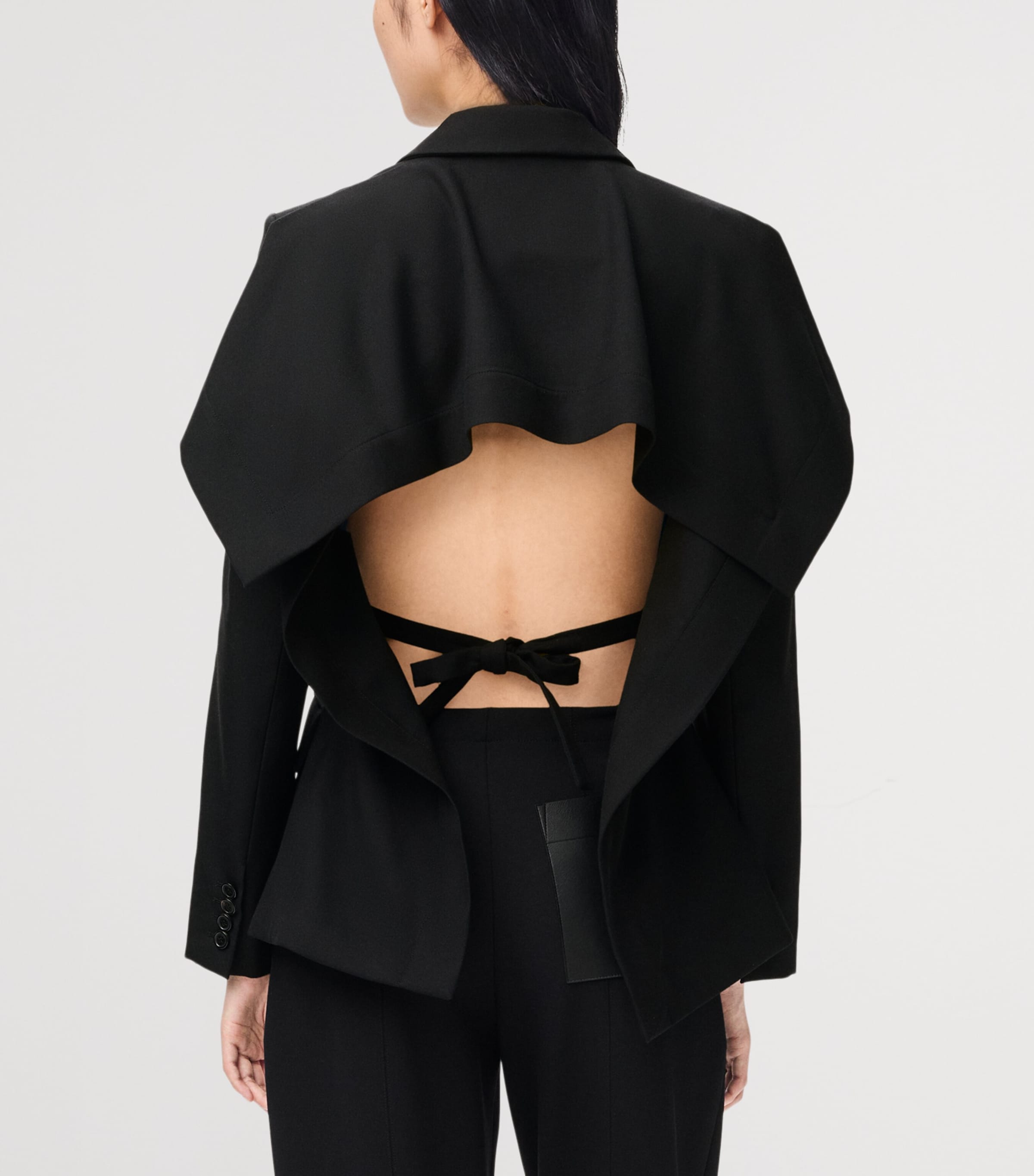 LOEWE Womens Wool Open-Back Blazer Black Image 4