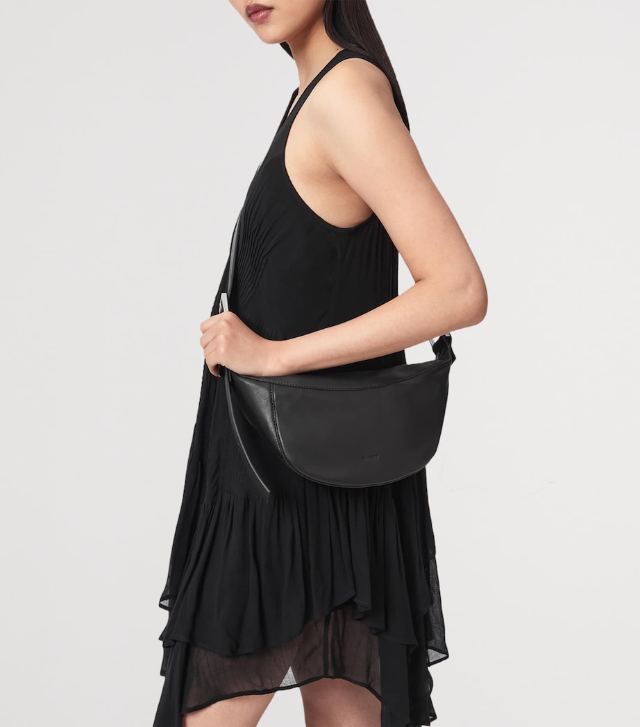 AllSaints Leather Luna Cross-Body Bag Black/silver Image 2