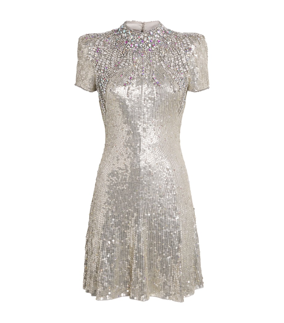 Jenny Packham Womens Sequin-Embellished Tala Mini Dress Snow Image 1