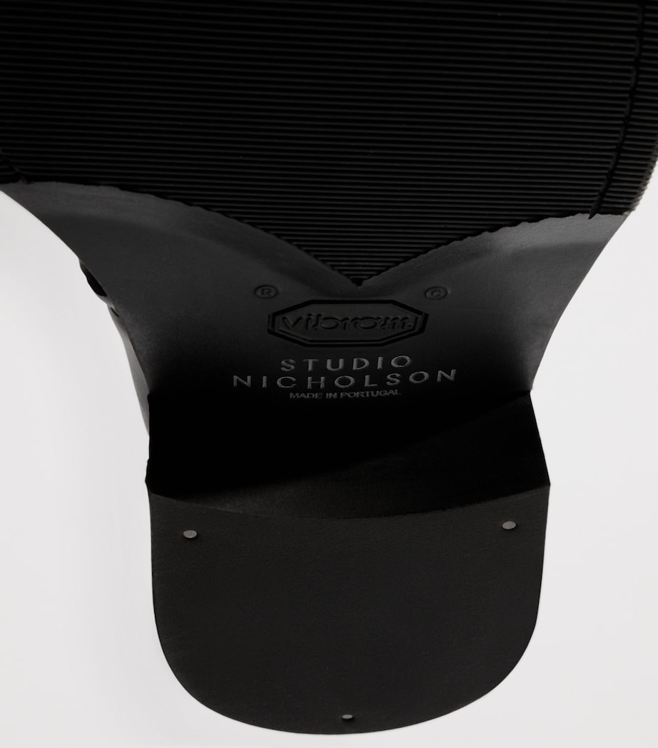 Leather Square-Toe Boots BLACK Image 8