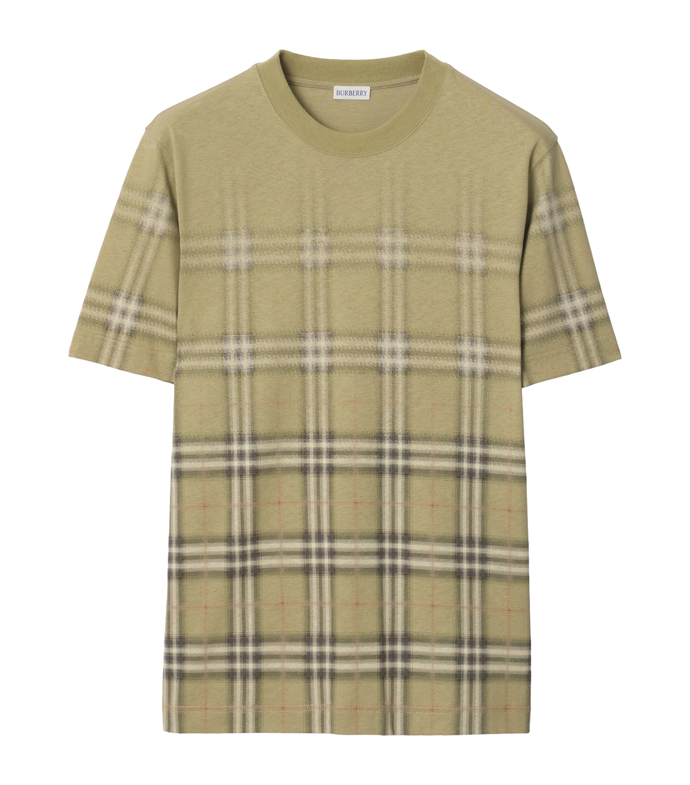 Burberry Mens Cotton Gradient Check T-Shirt Glade Green Ip Check Image 1