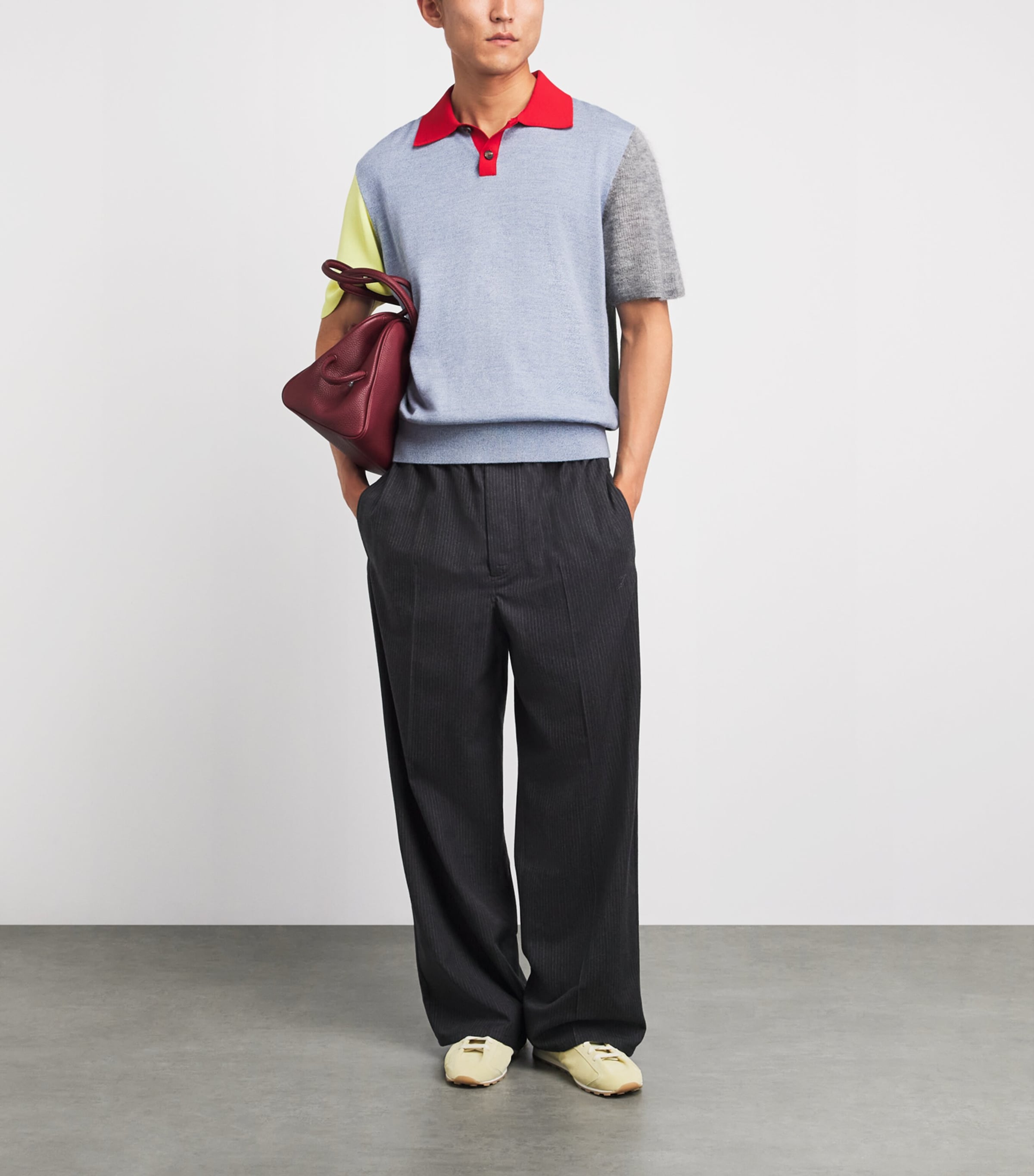 Jacquemus Mens Stretch-Wool Arlequin Polo Shirt Mlt Clr Ranbw Image 2
