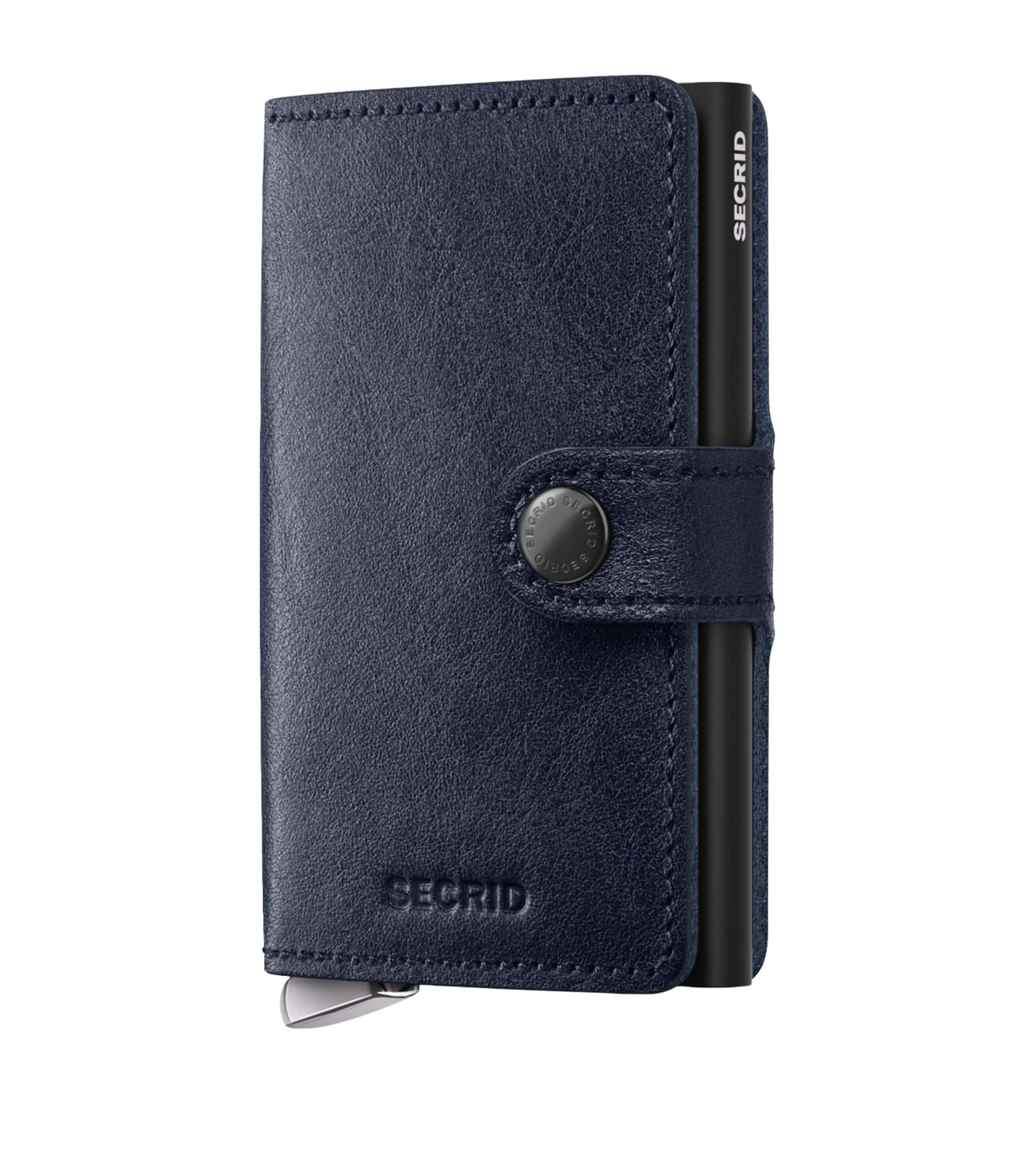 Secrid Basco Leather Miniwallet In Blue