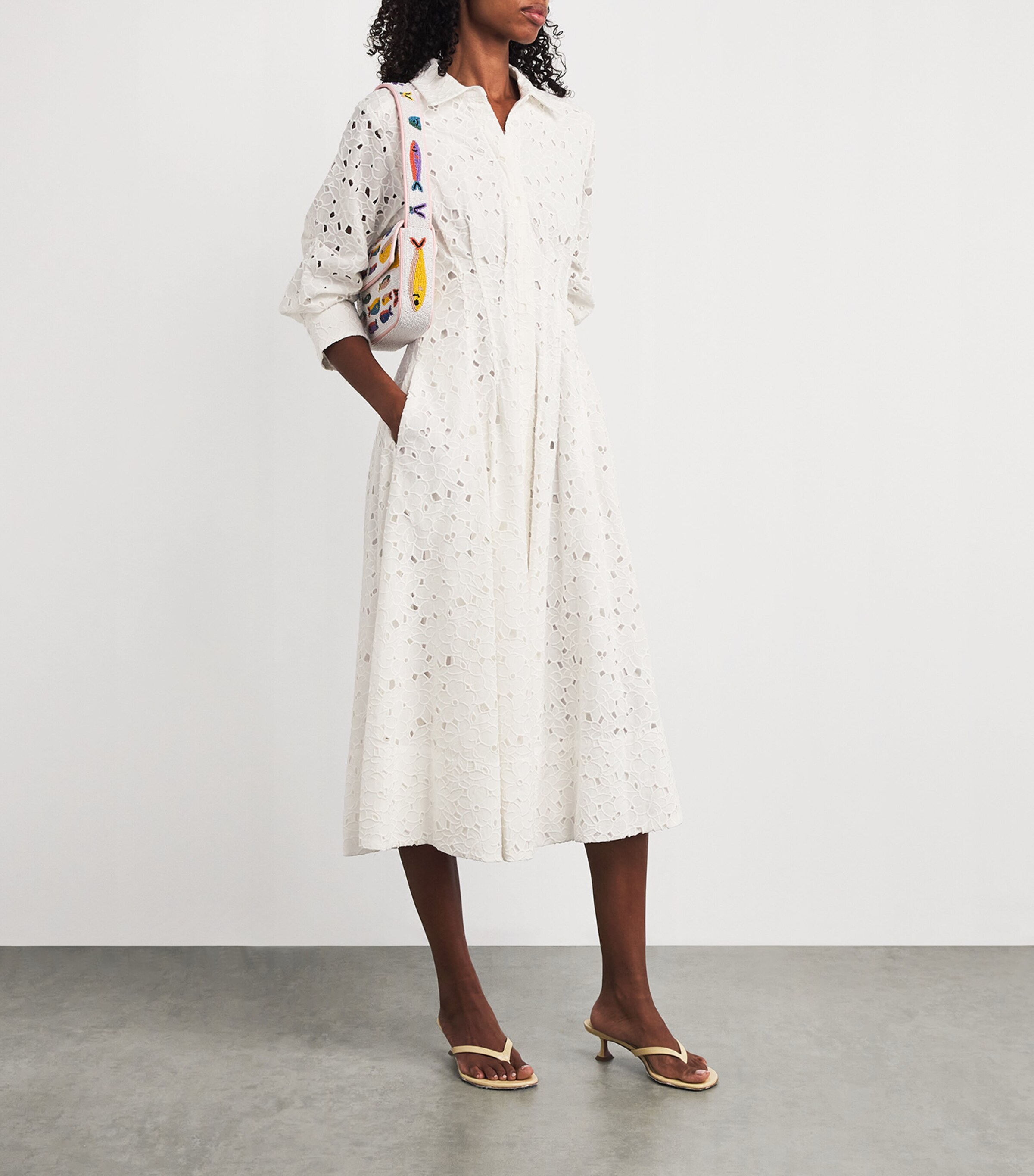 Simkhai Womens Embroidered Floral Jazz Midi Dress White Image 2