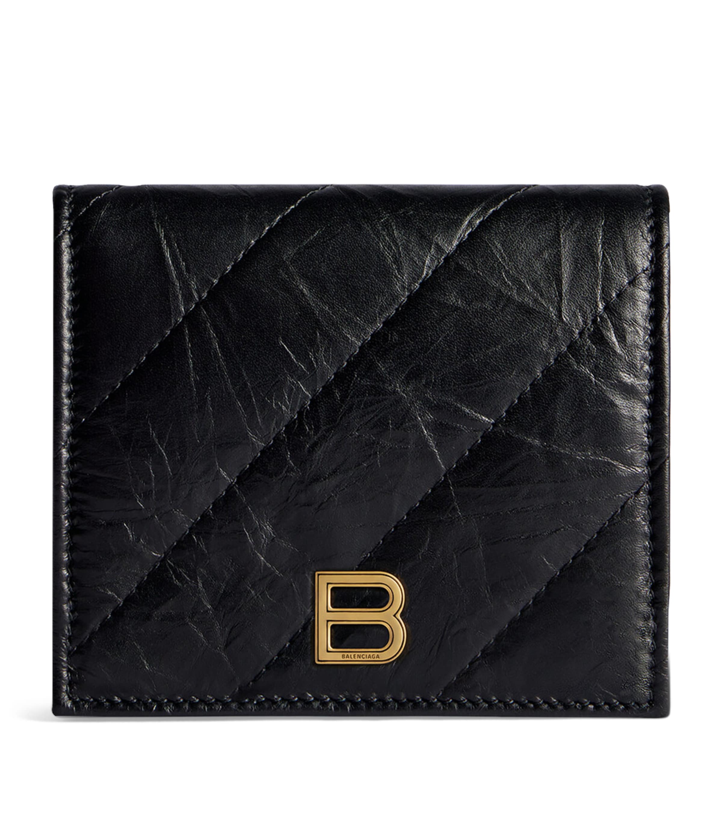 Balenciaga Crush Logo-plaque Card Holder In Black