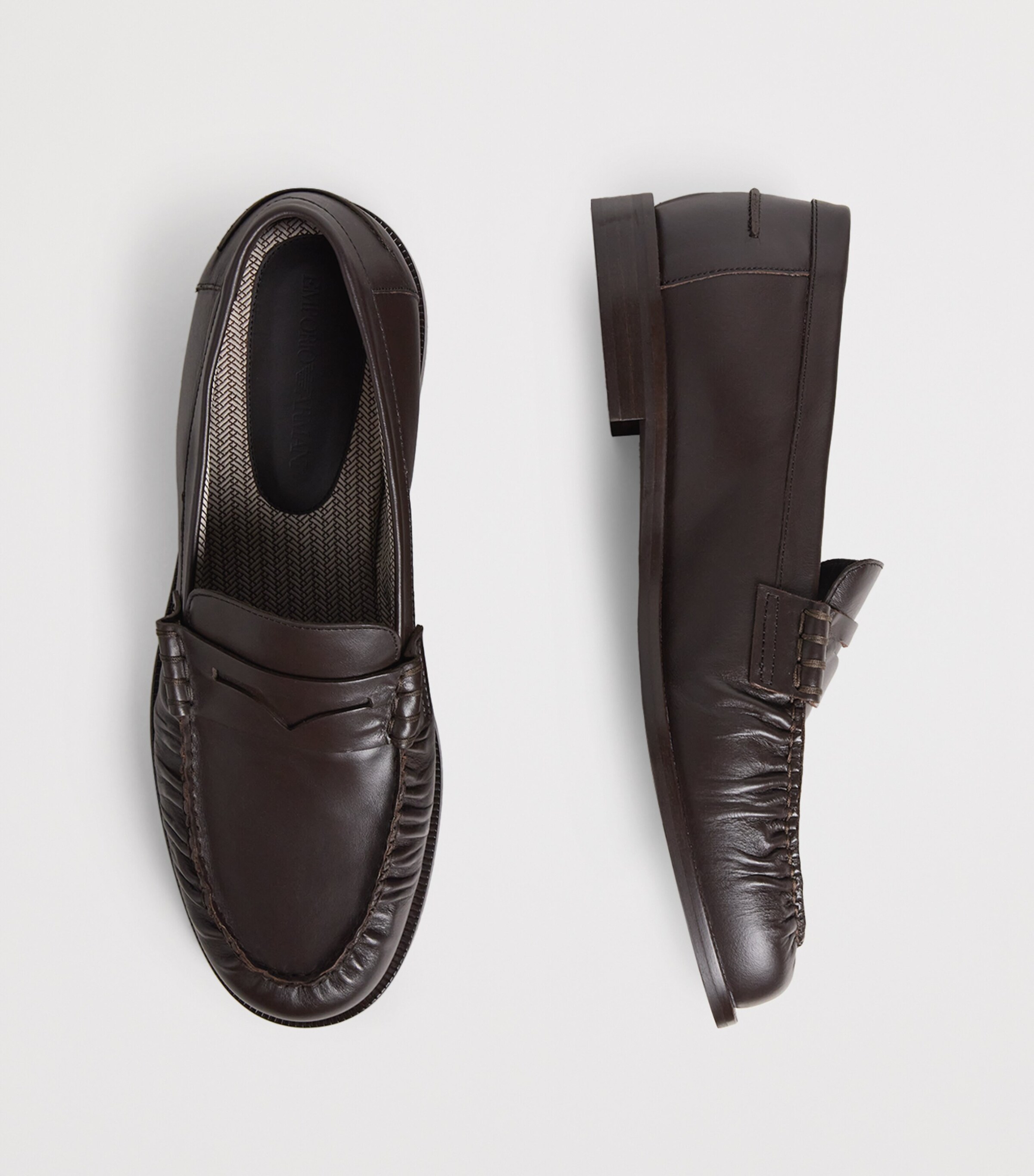 Emporio Armani Brown Leather Loafers | Harrods US