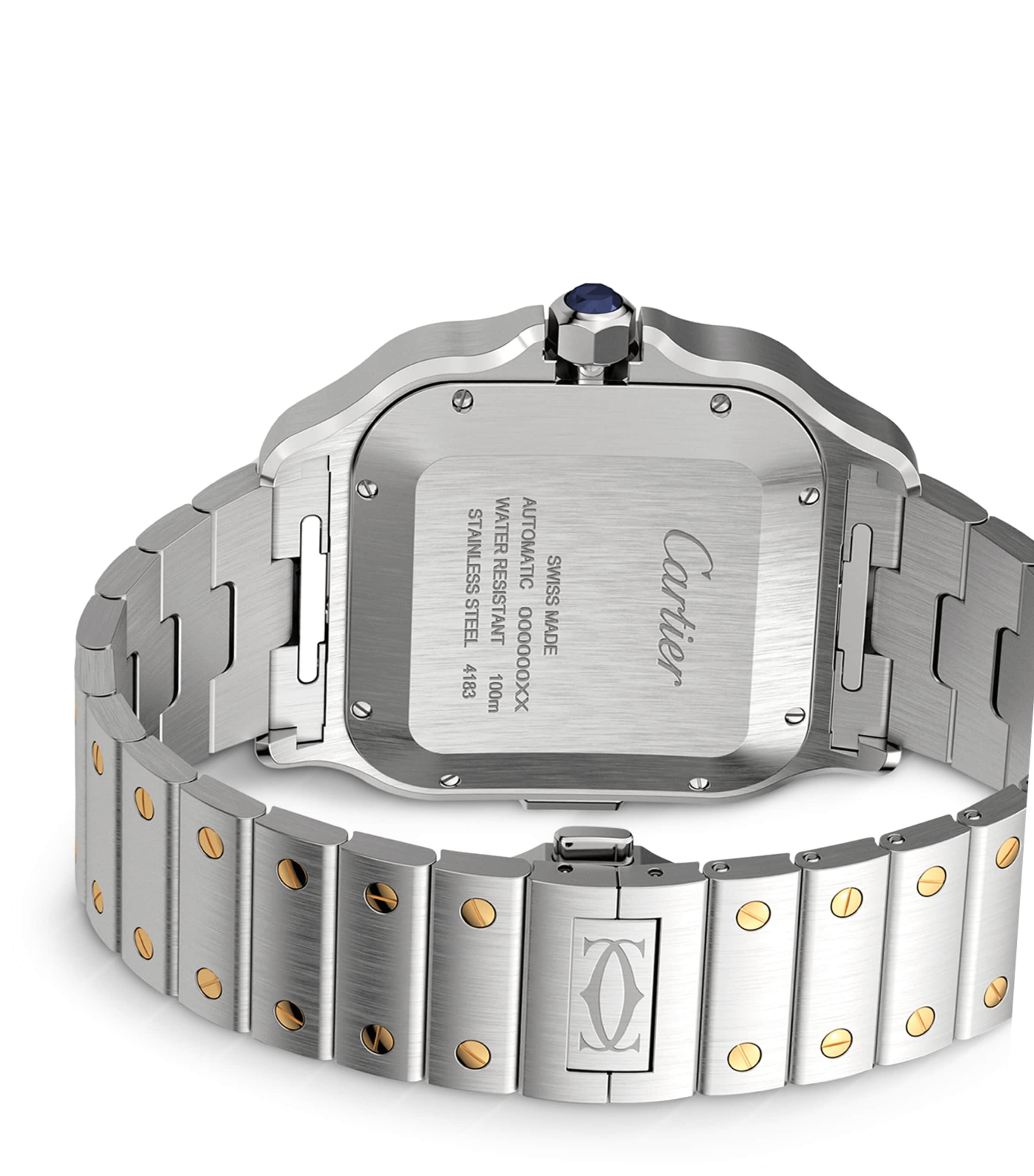 Stainless Steel and Yellow Gold Santos de Cartier Watch 43.3mm GREY Image 4