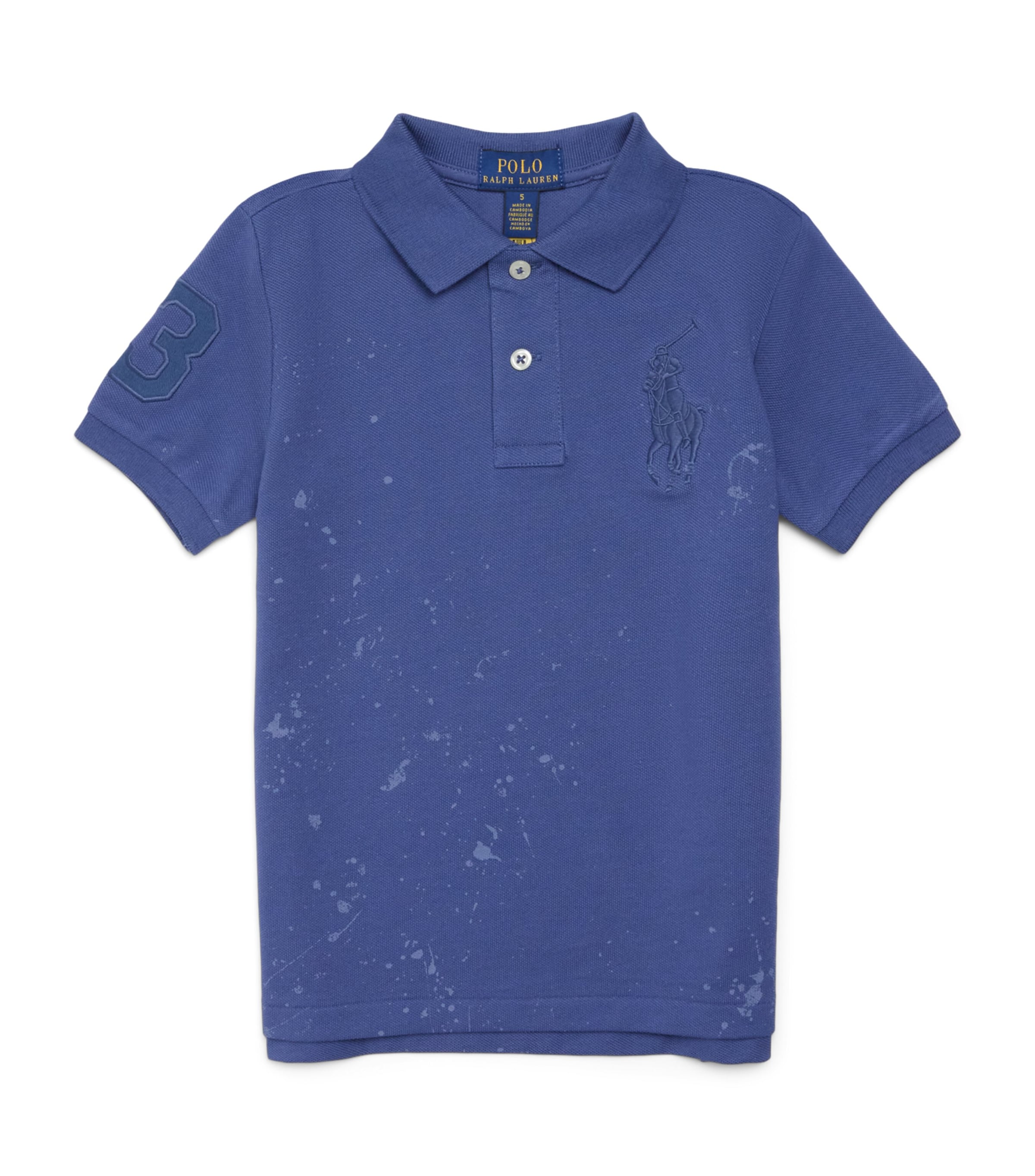 Ralph Lauren Kids Cotton Splatter-Effect Print Polo Shirt (2-7 Years) Old Royal Image 1