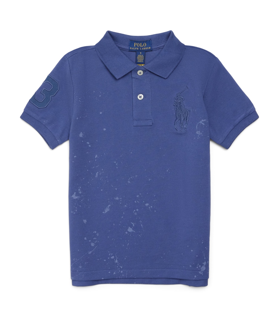 Ralph Lauren Kids Cotton Splatter-Effect Print Polo Shirt (2-7 Years) Old Royal Image 1
