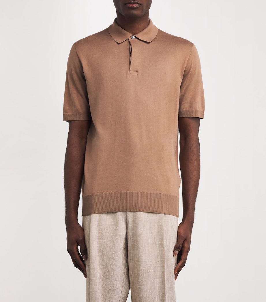 Cotton Polo-Collar Sweater BROWN Image 3