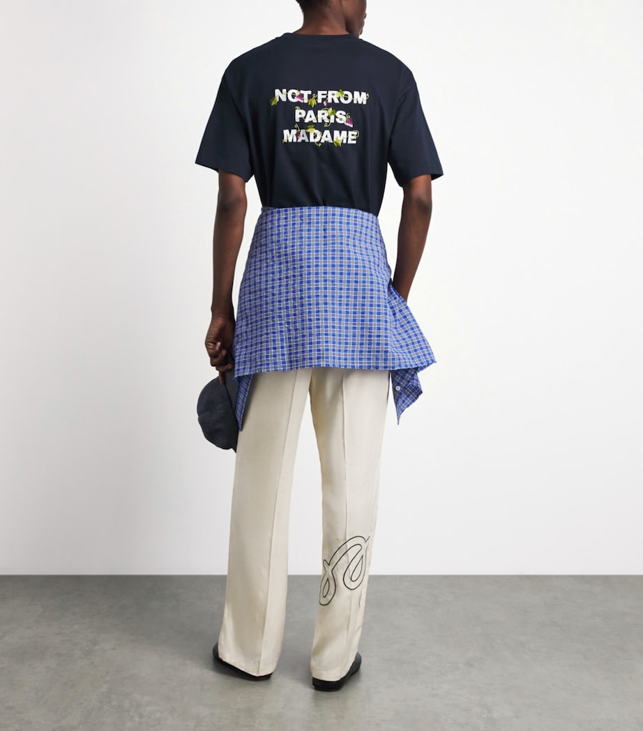 Drôle de Monsieur Mens Cotton Vine Slogan T-Shirt Navy Image 2