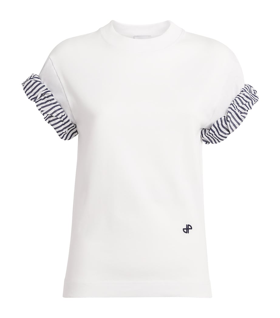 Patou Womens Cotton Rolled-Sleeve T-Shirt White Image 1